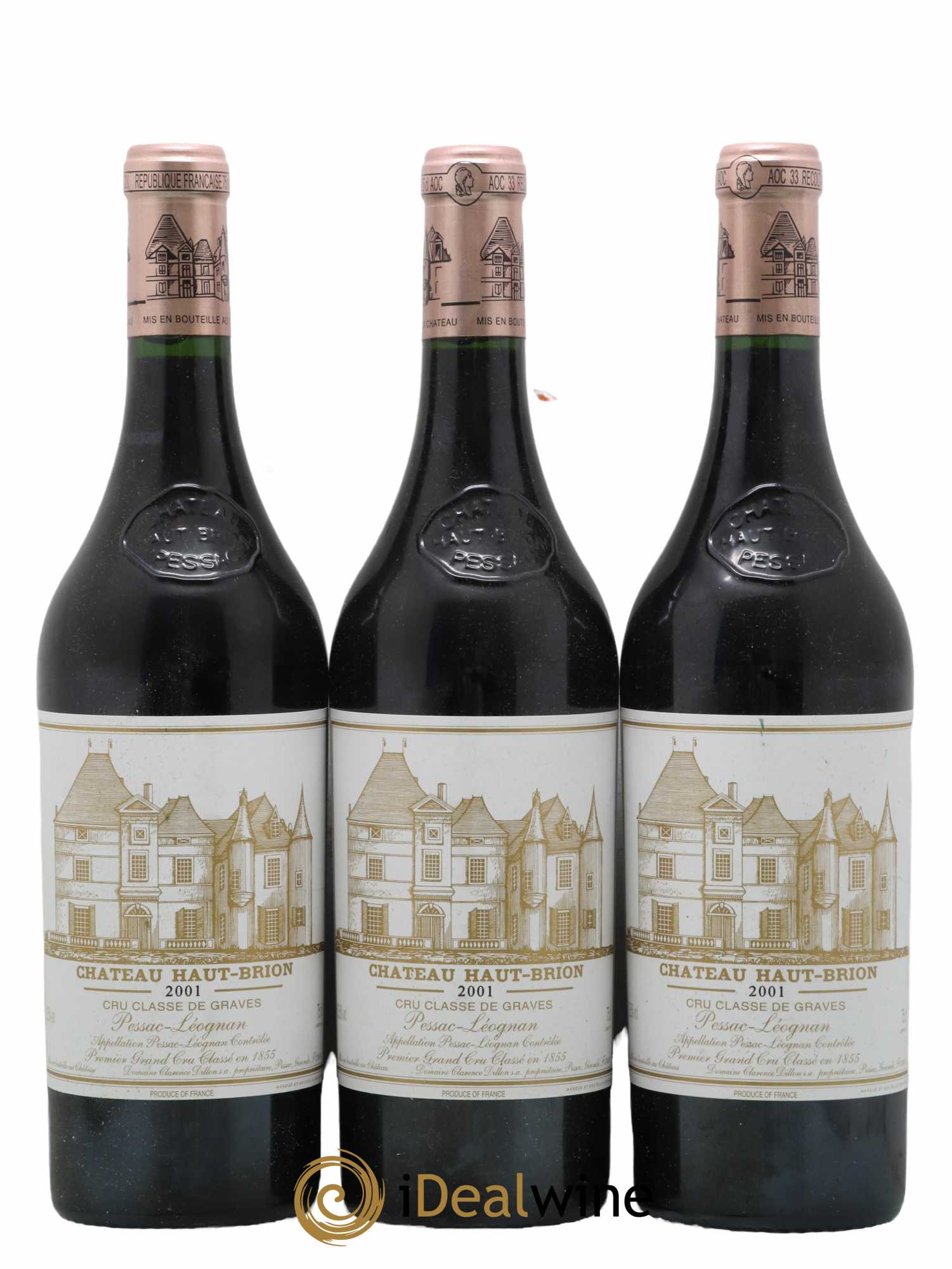 Château Haut Brion 1er Grand Cru Classé 2001 - Lot de 3 bouteilles - 0