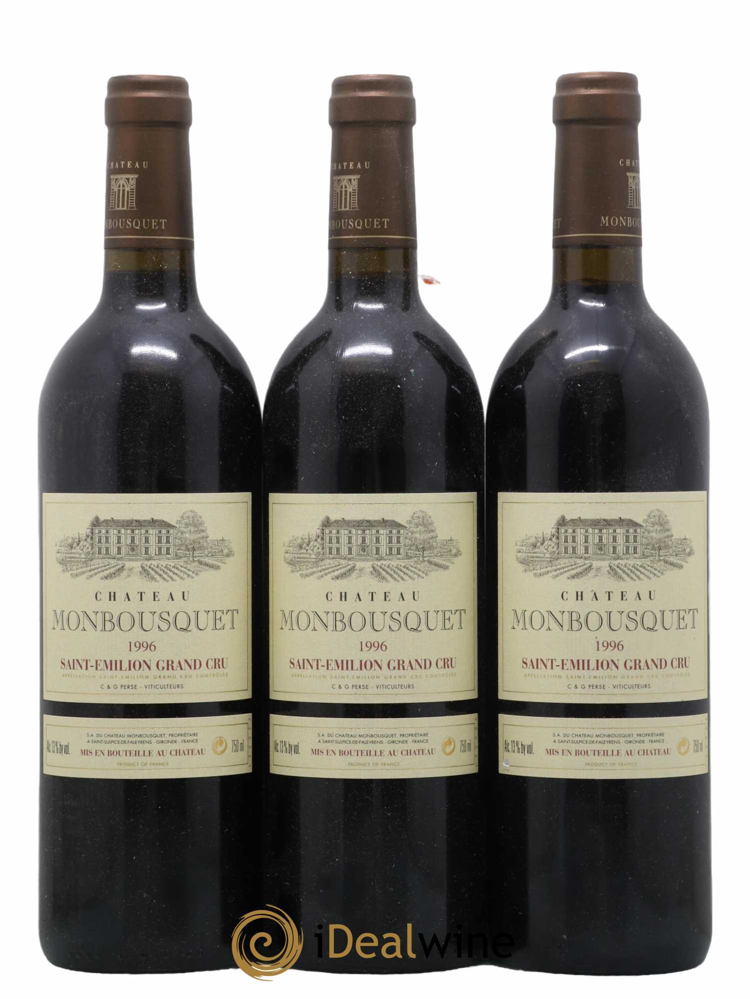 Château Monbousquet Grand Cru Classé 1996 - Lot de 3 bouteilles - 0