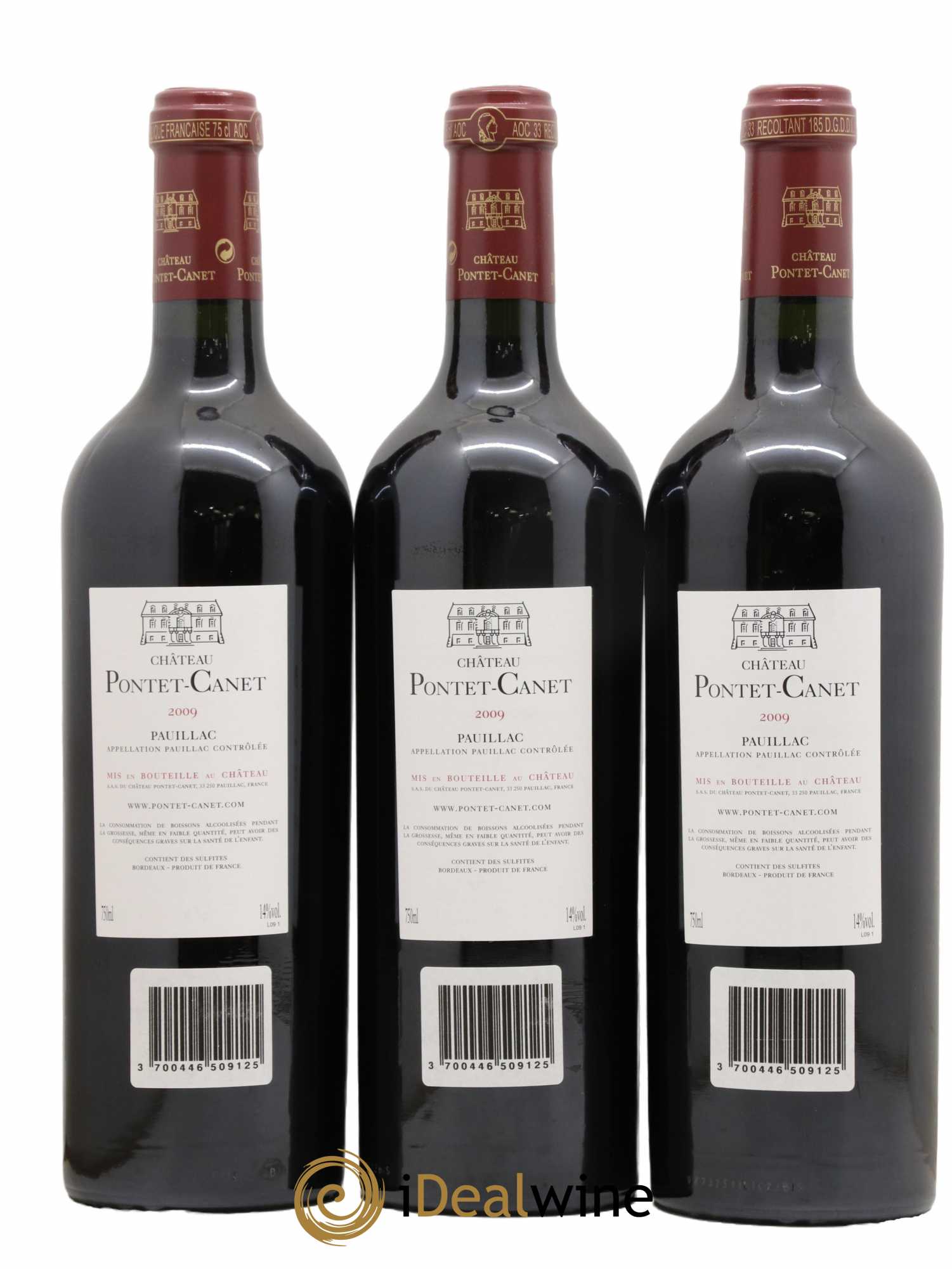 Château Pontet Canet 5ème Grand Cru Classé 2009 - Lot de 3 bouteilles - 1