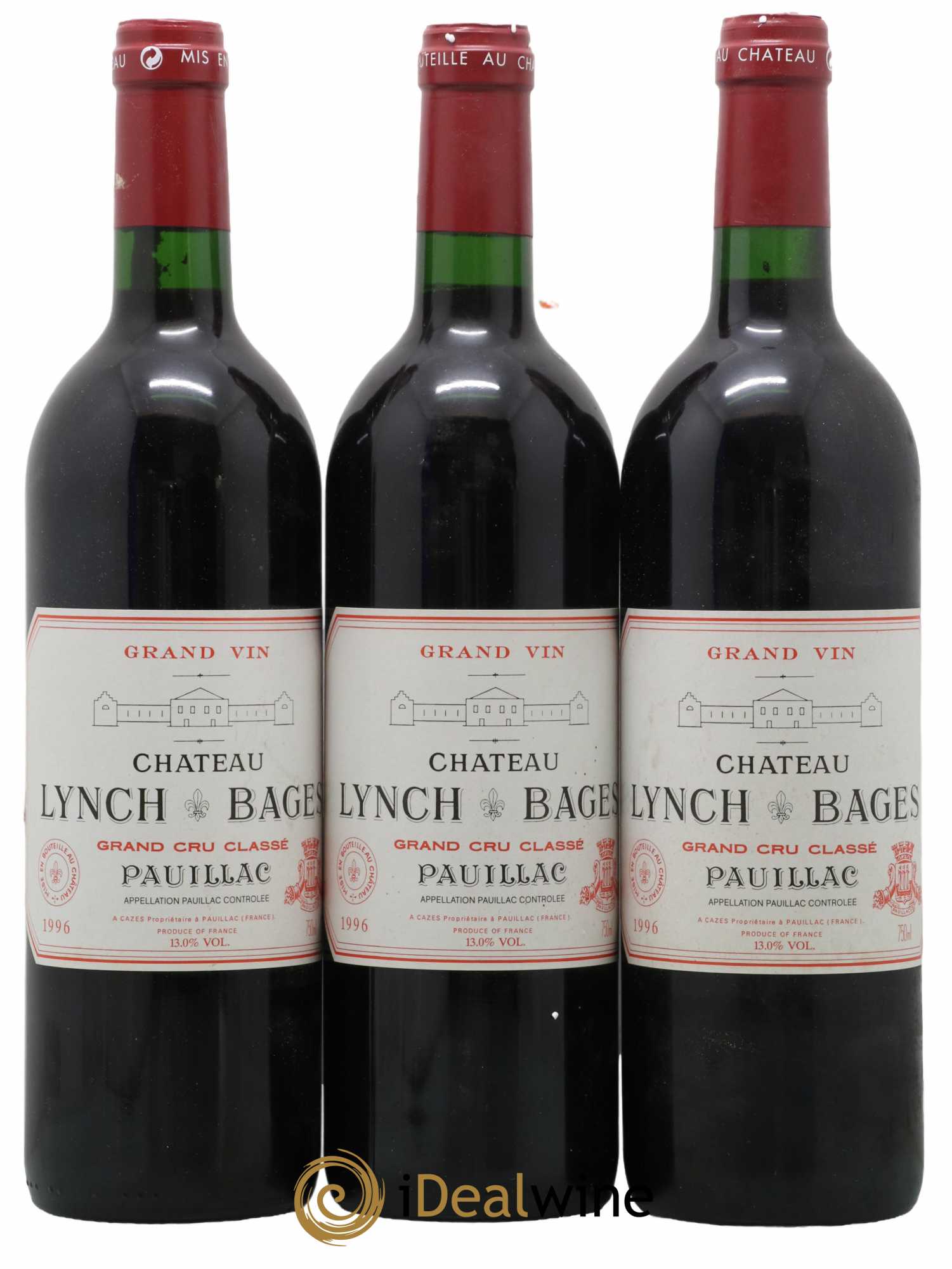 Château Lynch Bages 5ème Grand Cru Classé 1996 - Lot de 3 bouteilles - 0