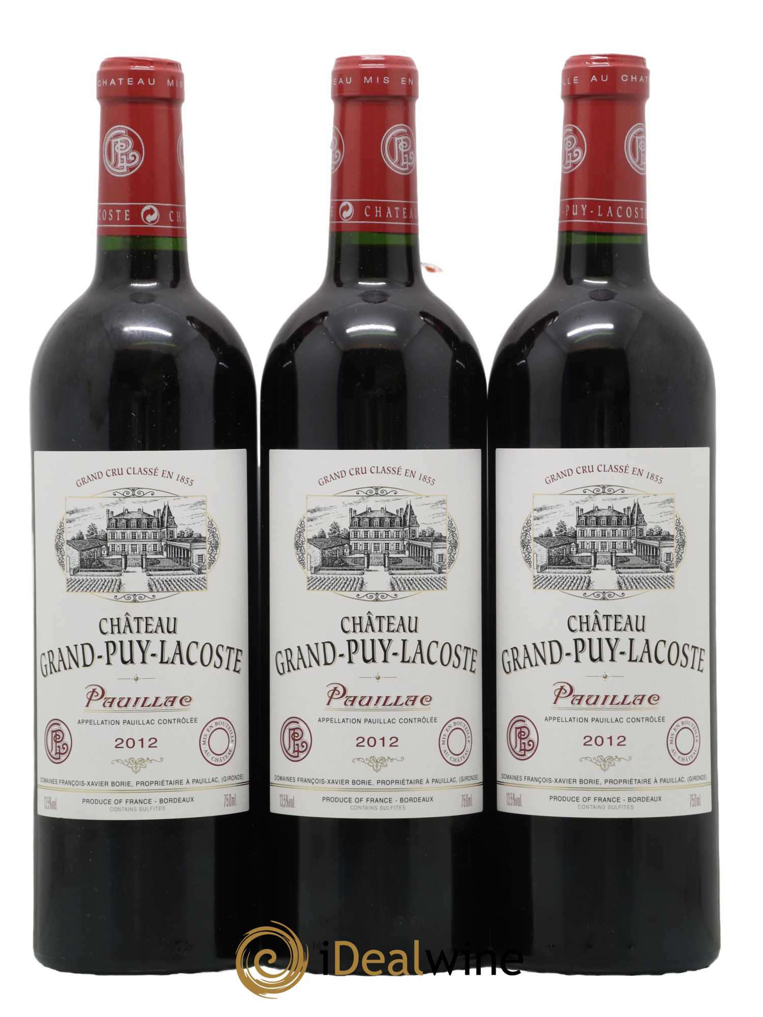 Château Grand Puy Lacoste 5ème Grand Cru Classé 2012 - Lot de 3 bouteilles - 0