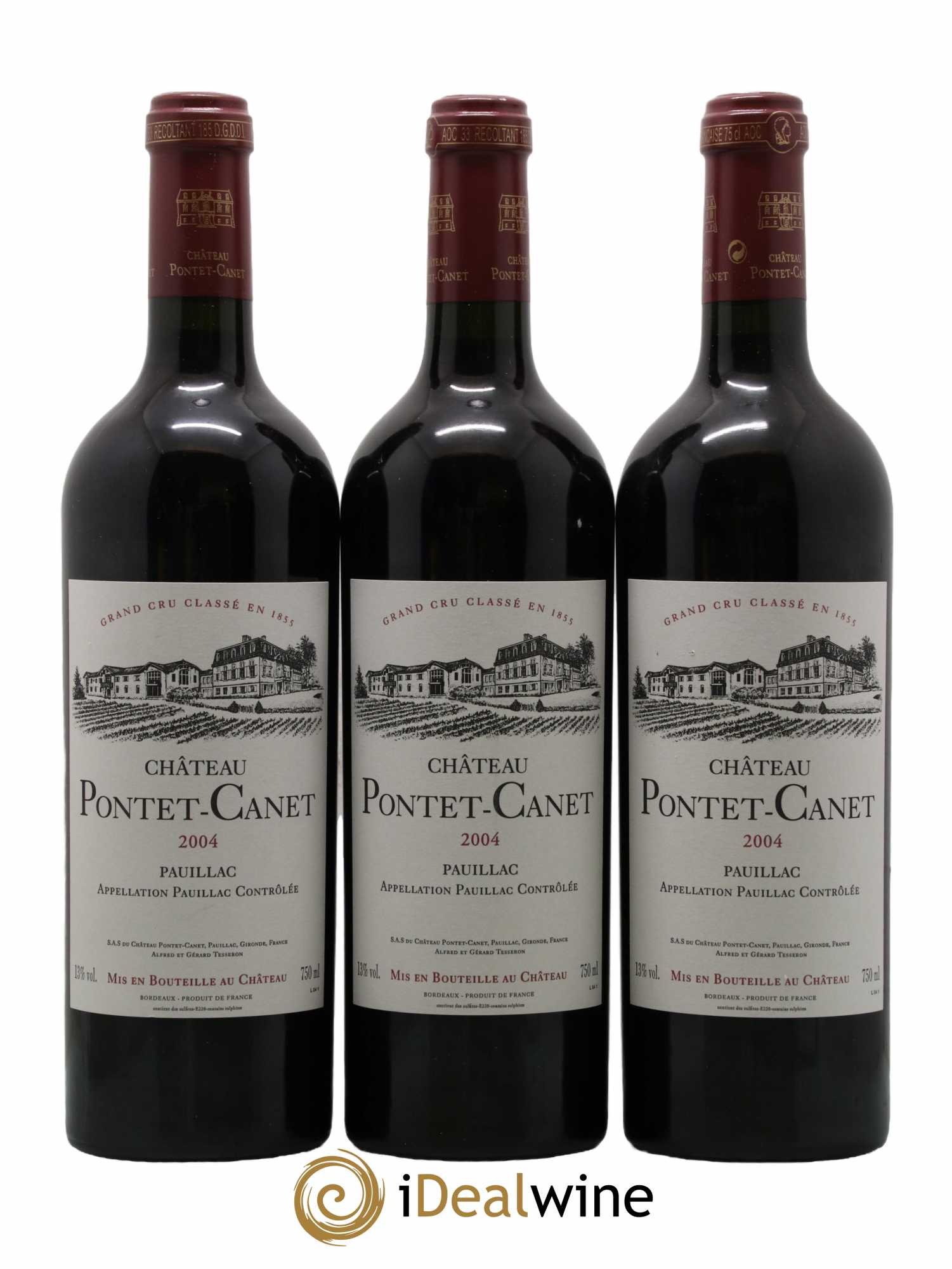 Château Pontet Canet 5ème Grand Cru Classé 2004 - Lot de 3 bouteilles - 0