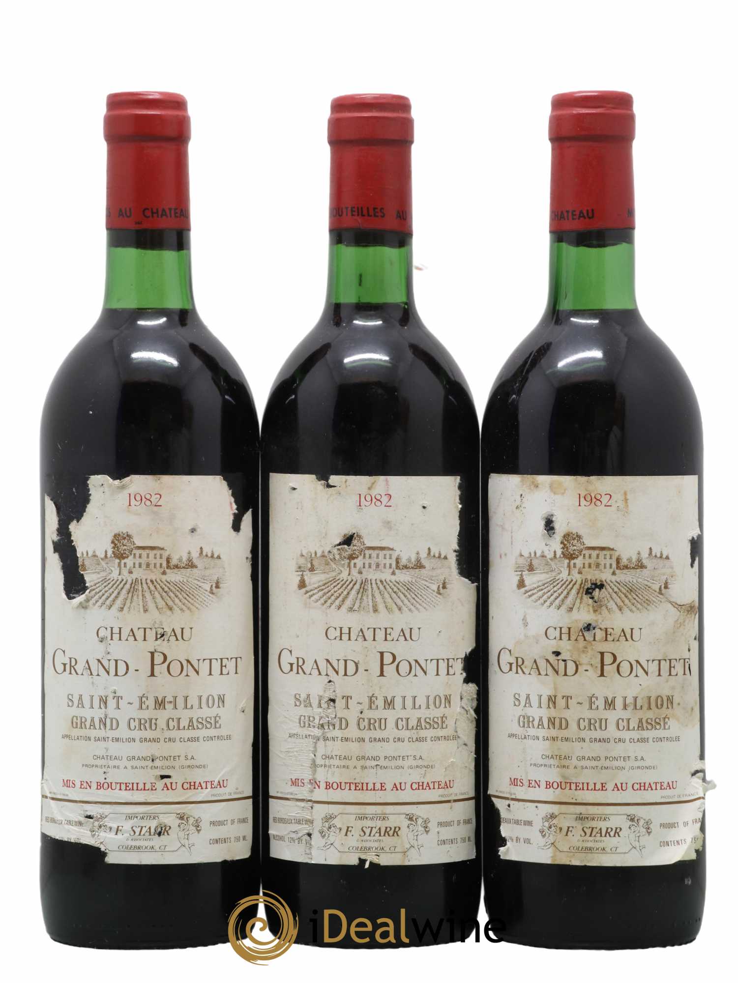 Château Grand Pontet Grand Cru Classé 1982 - Lot de 3 bouteilles - 0