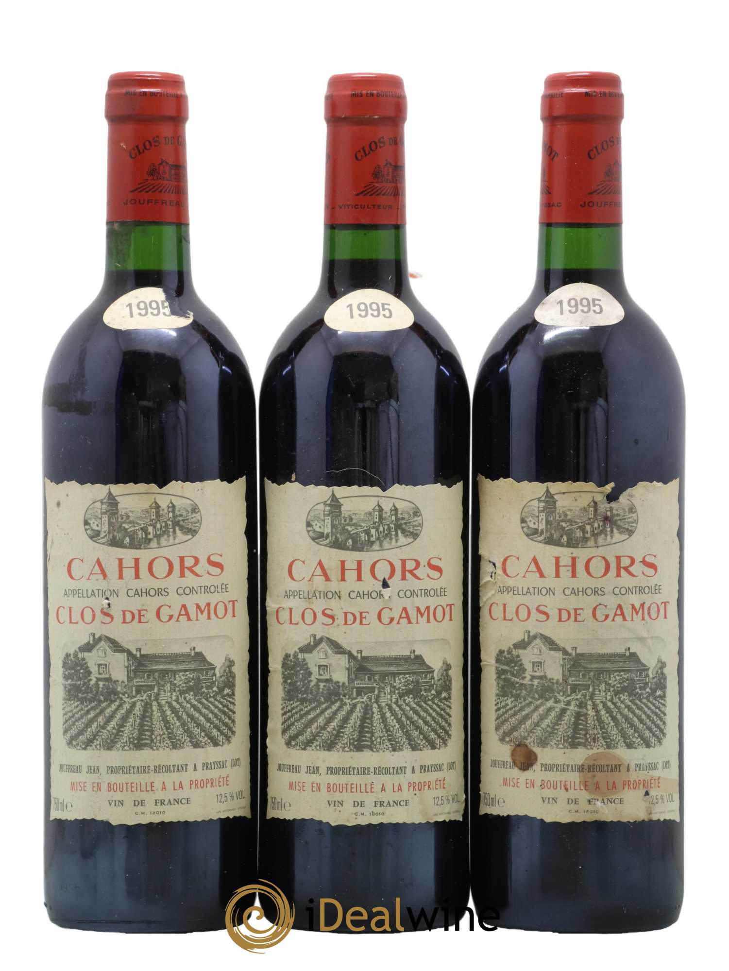 Cahors Clos de Gamot famille Jouffreau 1995 - Lot de 3 bouteilles - 0