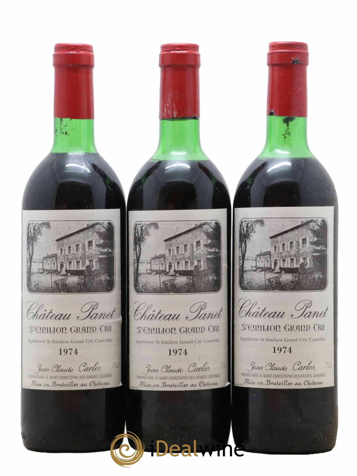 Saint-Émilion Grand Cru Chateau Panet 1974 - Lot de 3 bouteilles - 0