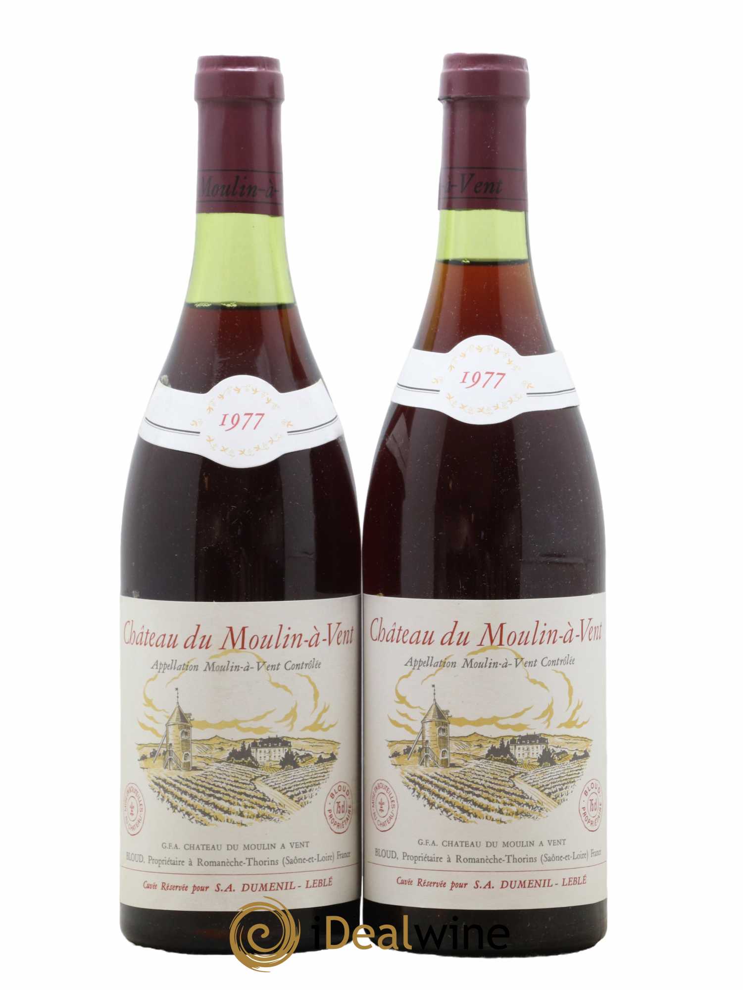 Moulin-à-Vent Château du Moulin à Vent 1977 - Lot de 2 bouteilles - 0