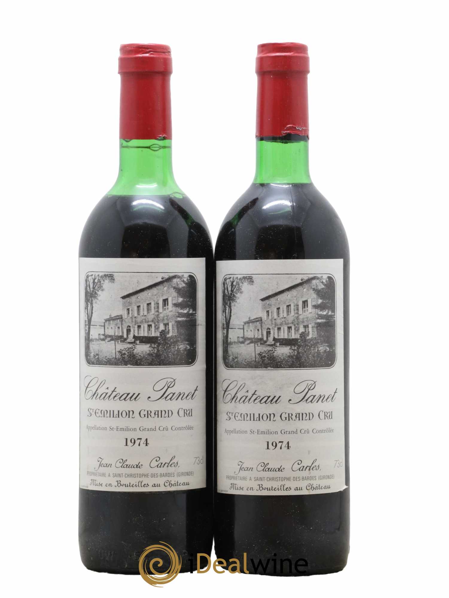 Saint-Émilion Grand Cru Chateau Panet 1974 - Lot de 2 bouteilles - 0