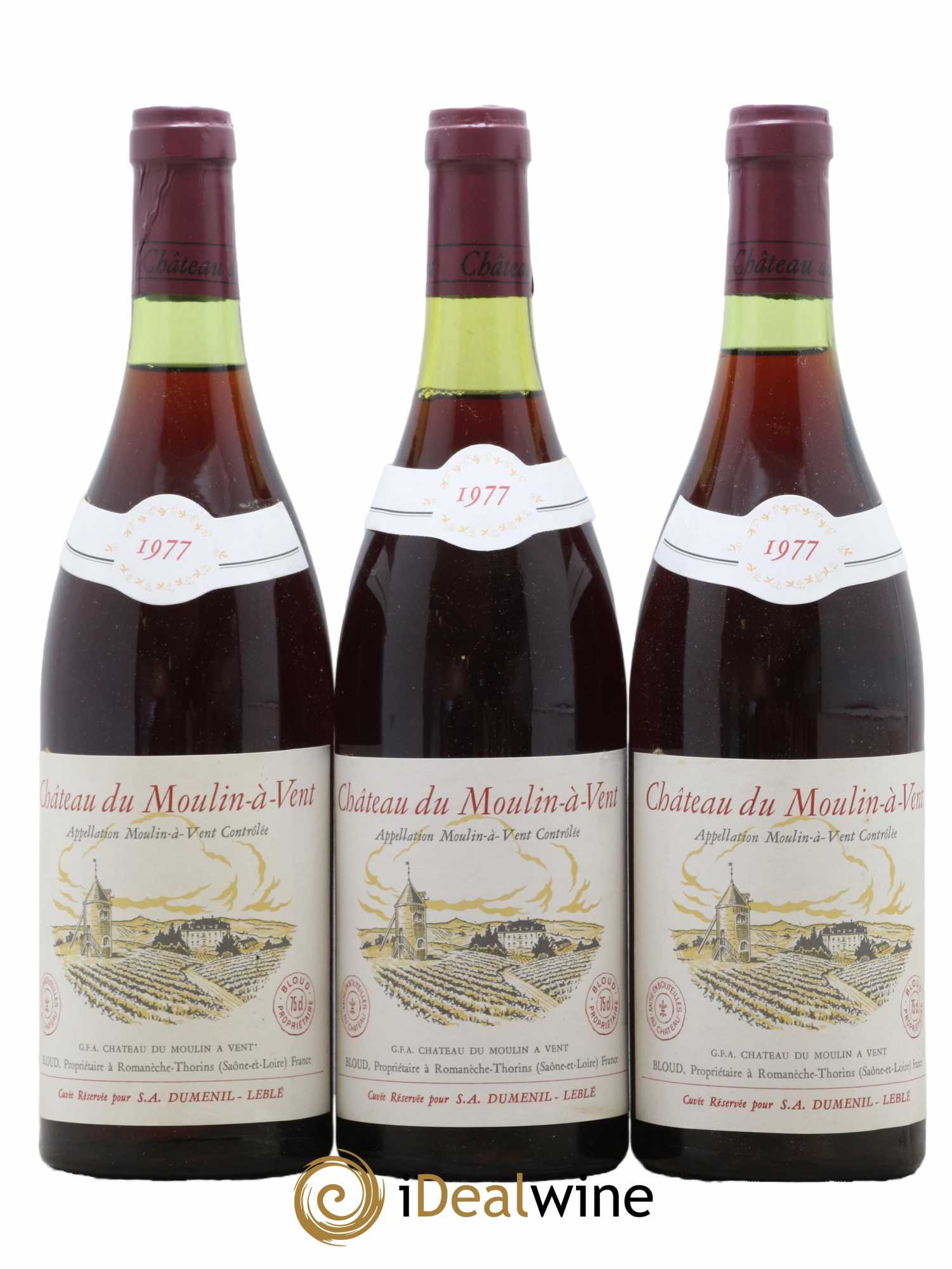 Moulin-à-Vent Château du Moulin à Vent 1977 - Lot de 3 bouteilles - 0