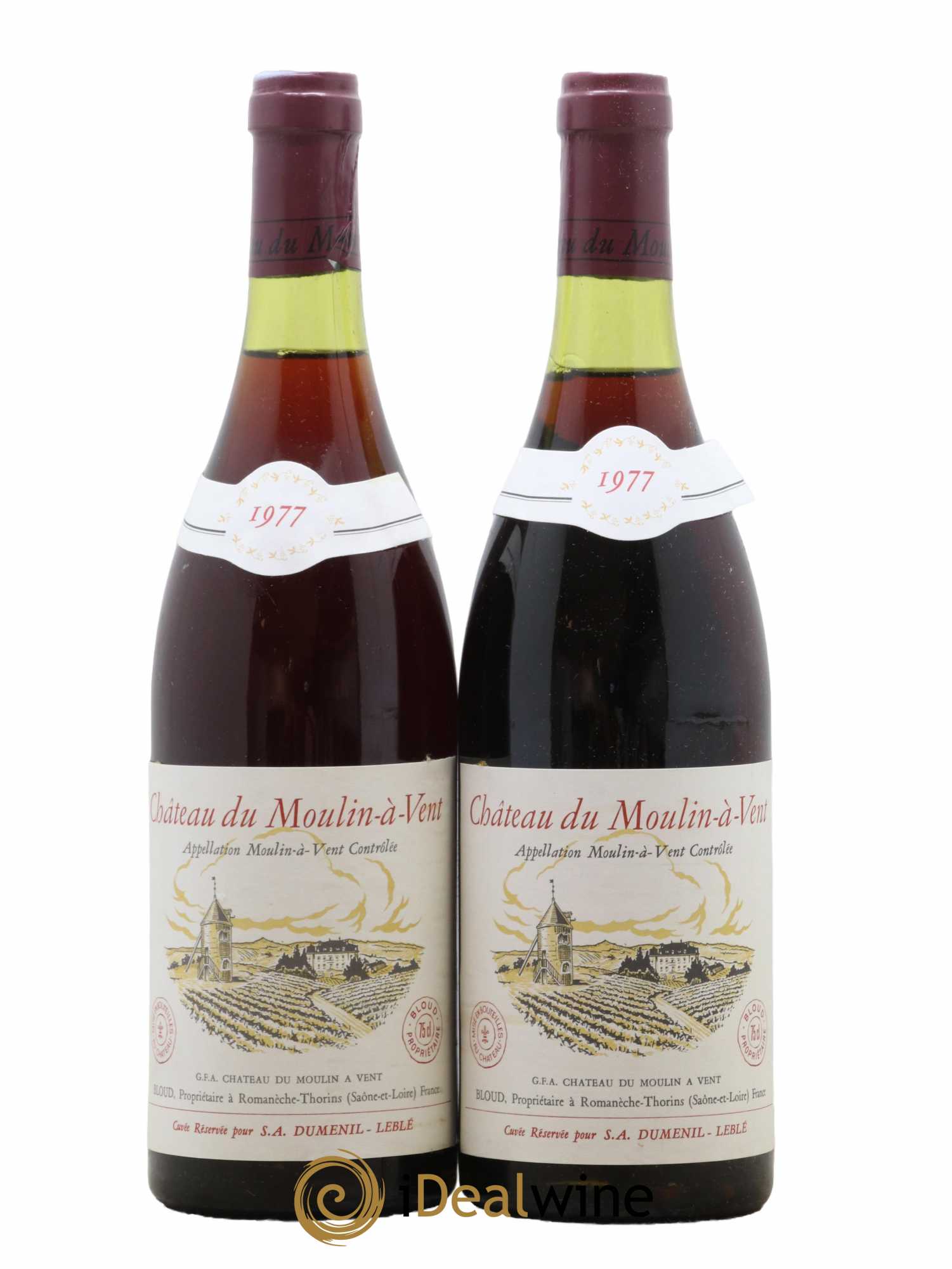 Moulin-à-Vent Château du Moulin à Vent 1977 - Lot de 2 bouteilles - 0