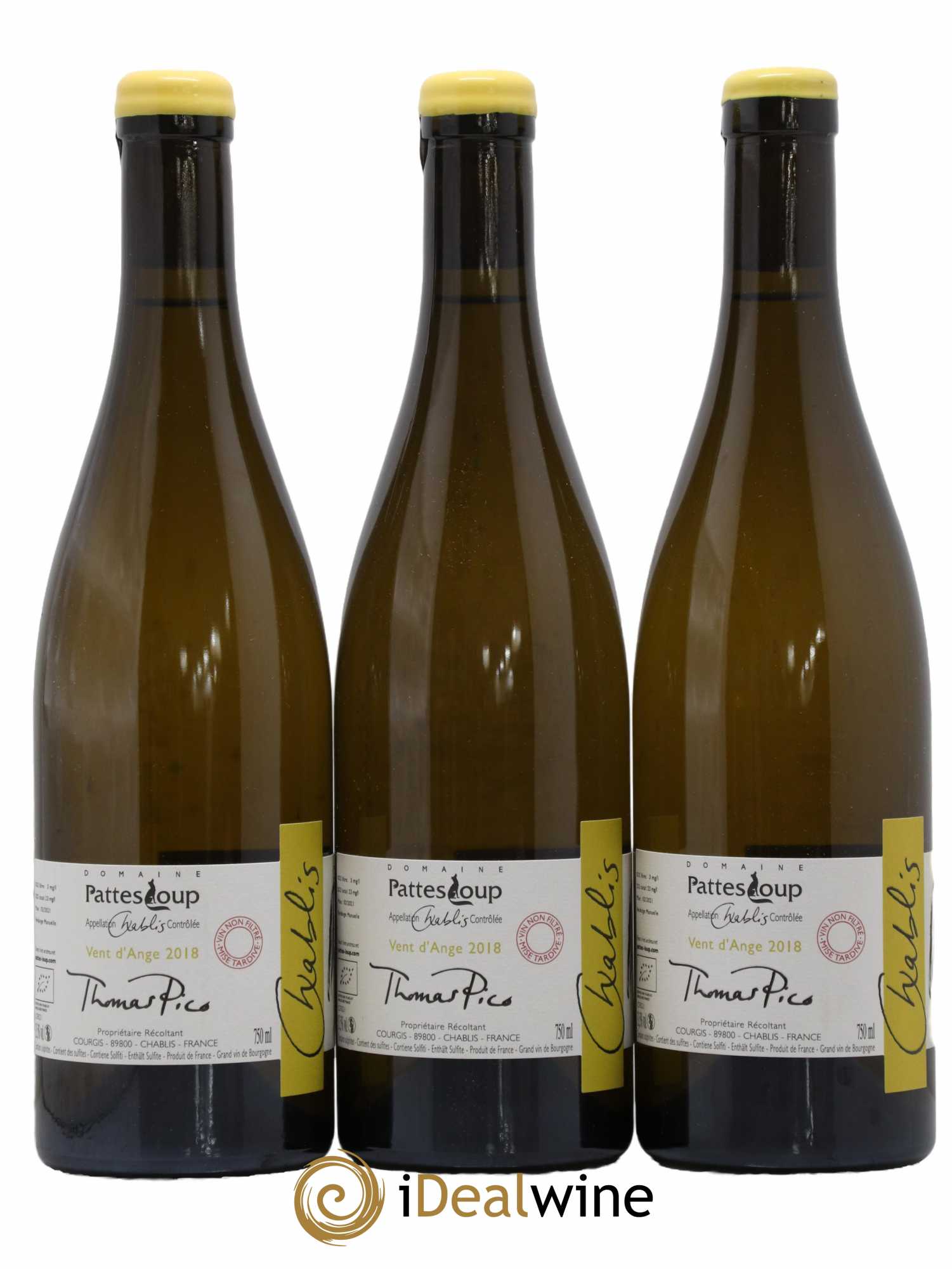 Chablis Vent d'Ange Pattes Loup (Domaine) 2018 - Posten von 3 Flaschen - 1