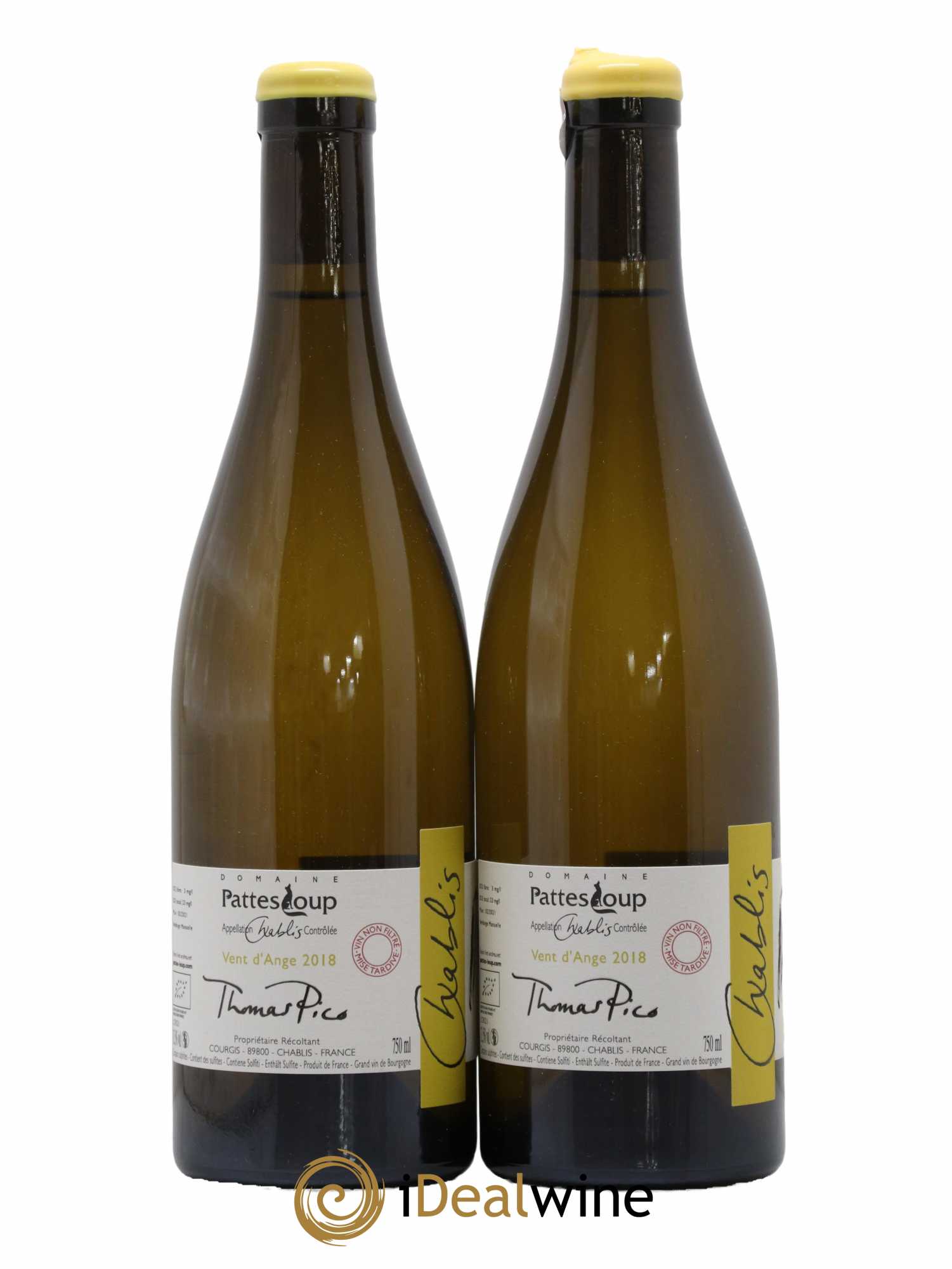 Chablis Vent d'Ange Pattes Loup (Domaine) 2018 - Lot de 2 bouteilles - 1