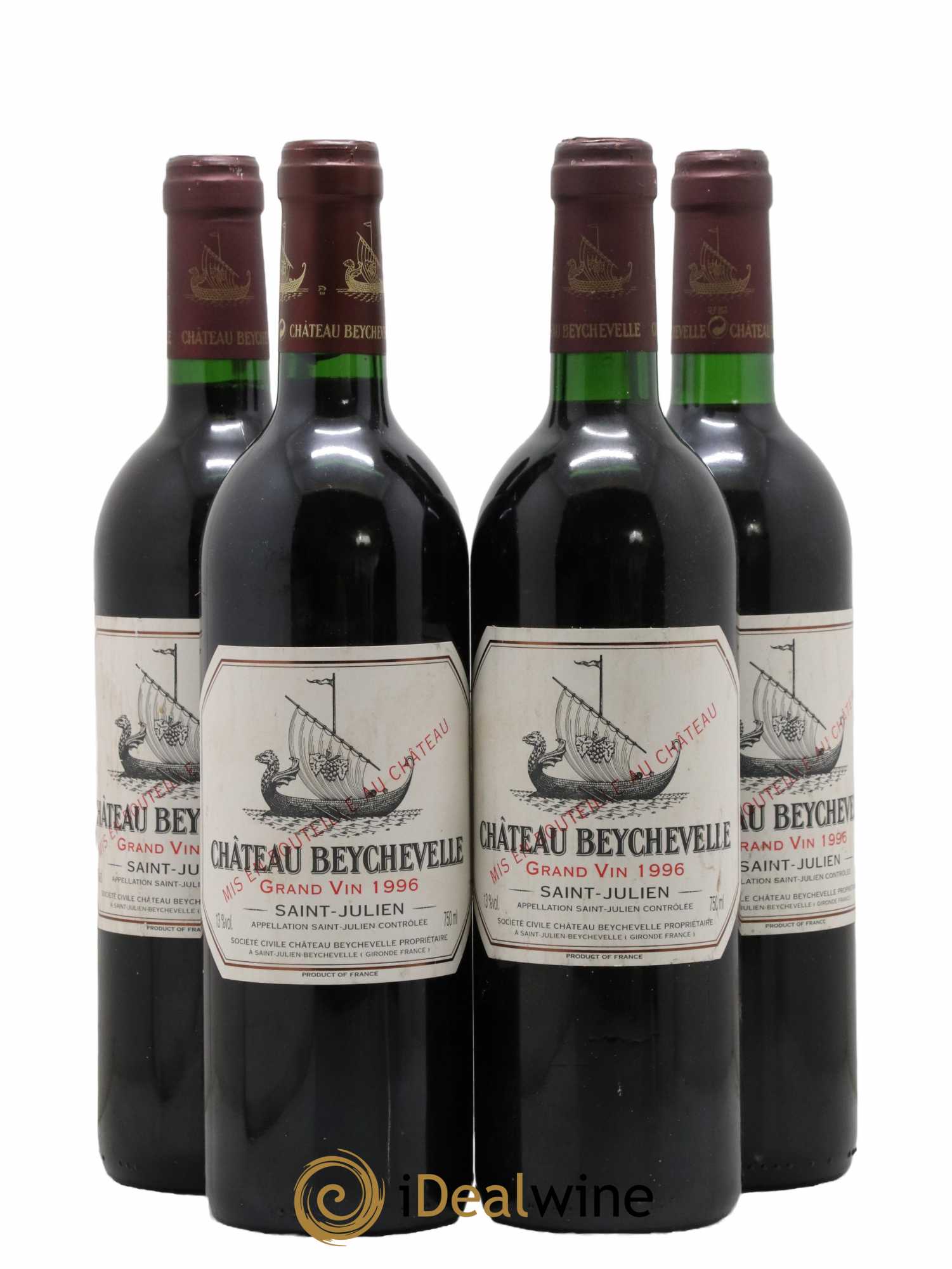 Château Beychevelle 4ème Grand Cru Classé 1996 - Lot de 4 bouteilles - 0