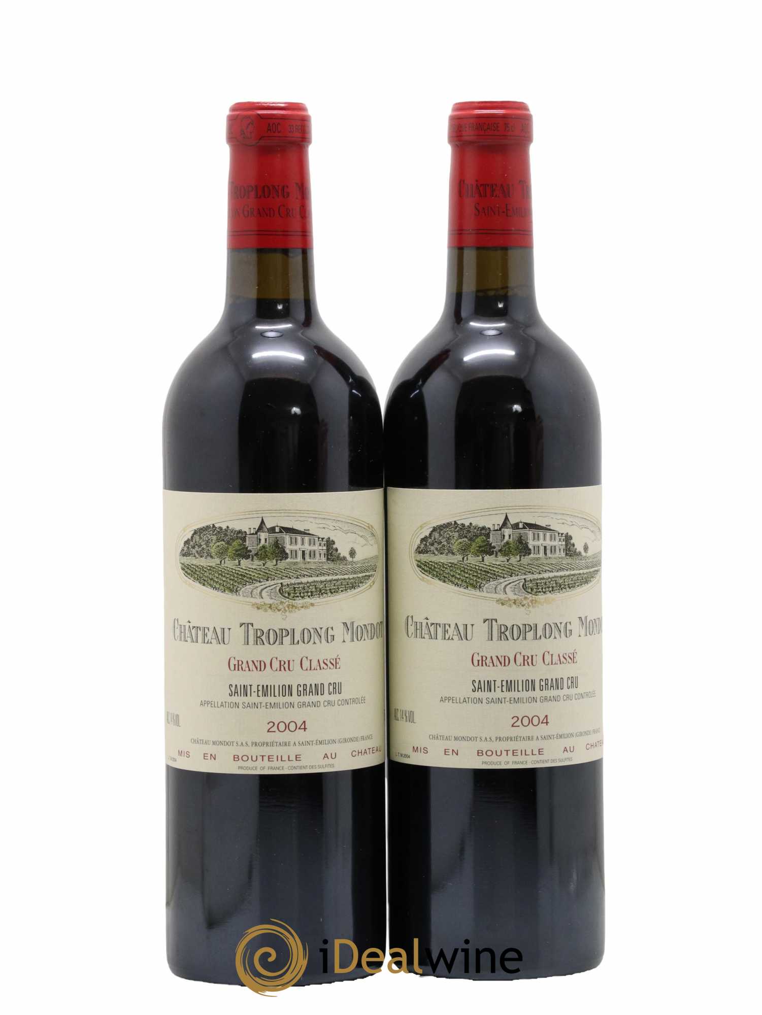 Château Troplong Mondot 1er Grand Cru Classé B 2004 - Lot de 2 bouteilles - 0