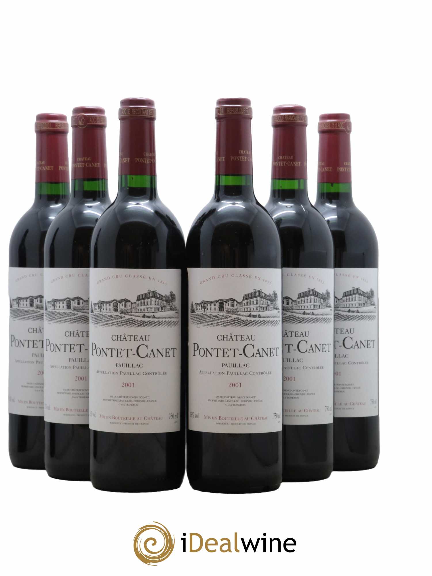 Château Pontet Canet 5ème Grand Cru Classé 2001 - Lot de 6 bouteilles - 0