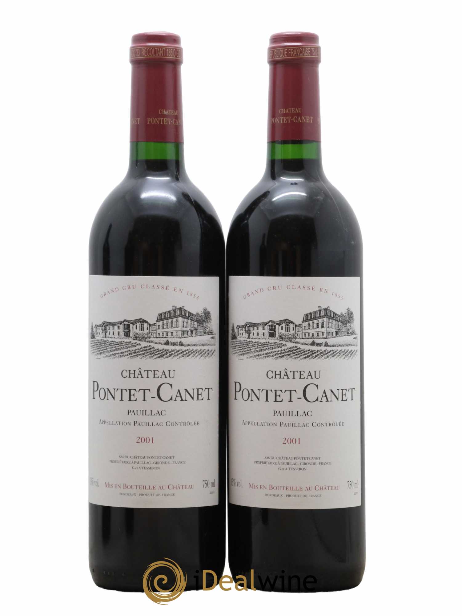 Château Pontet Canet 5ème Grand Cru Classé 2001 - Lot de 2 bouteilles - 0