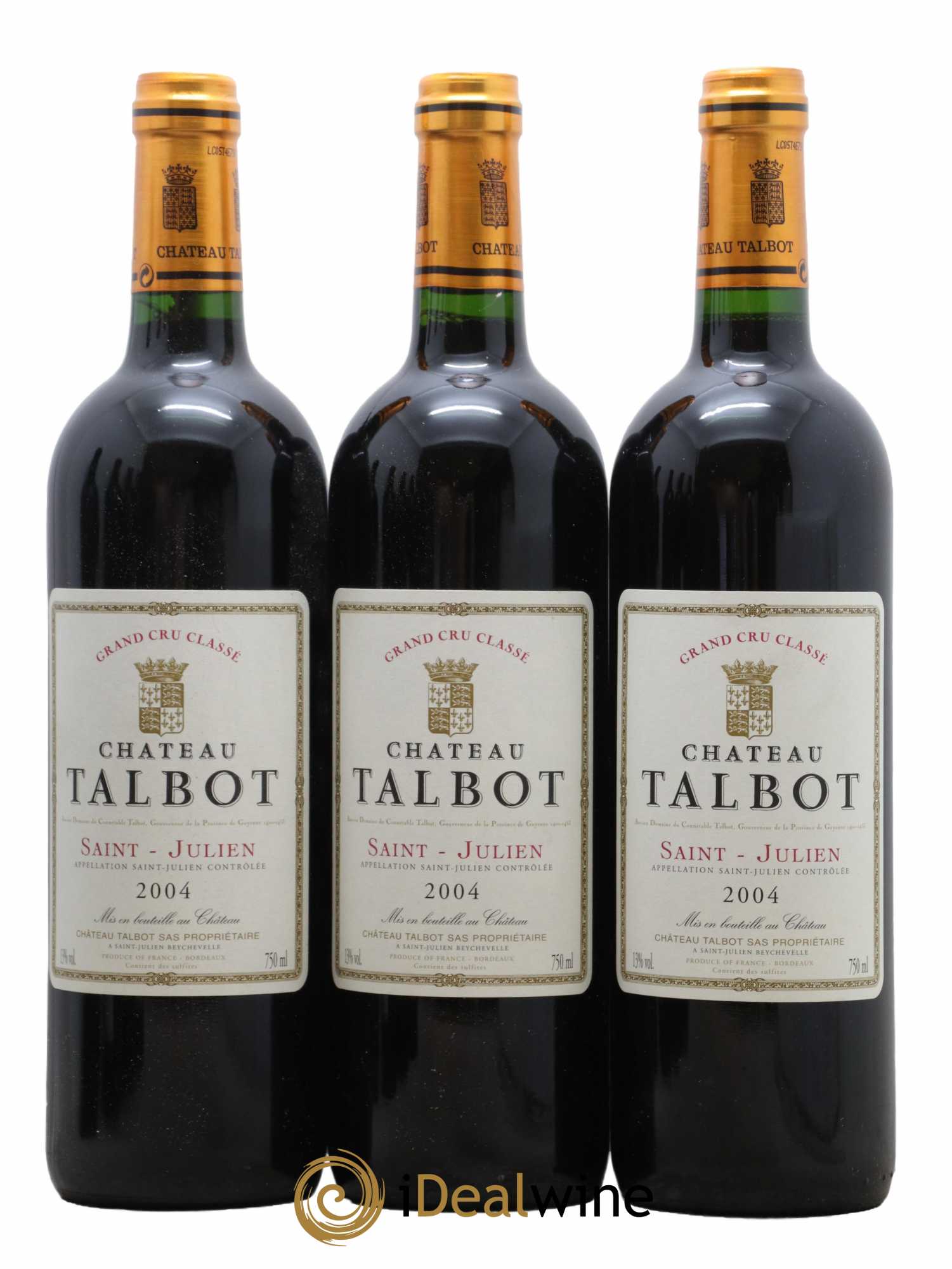 Château Talbot 4ème Grand Cru Classé 2004 - Lot de 3 bouteilles - 0
