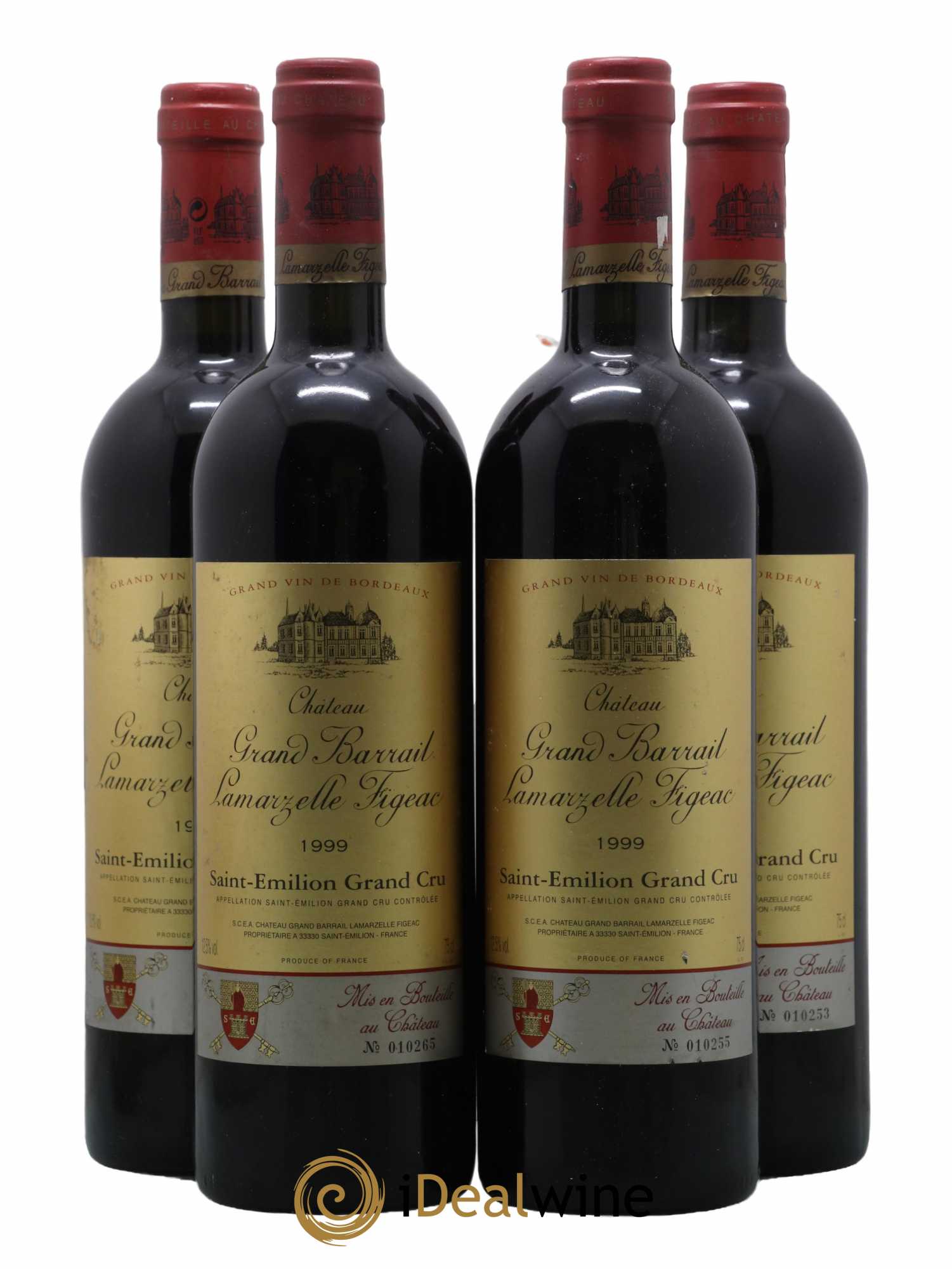 Château Grand Barrail Lamarzelle Figeac Grand Cru Classé 1999 - Lot de 4 bouteilles - 0
