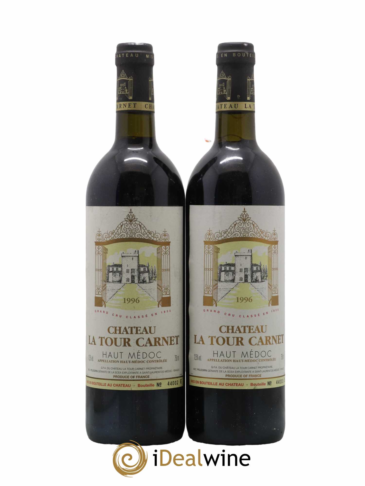 Château la Tour Carnet 4ème Grand Cru Classé 1996 - Lot de 2 bouteilles - 0