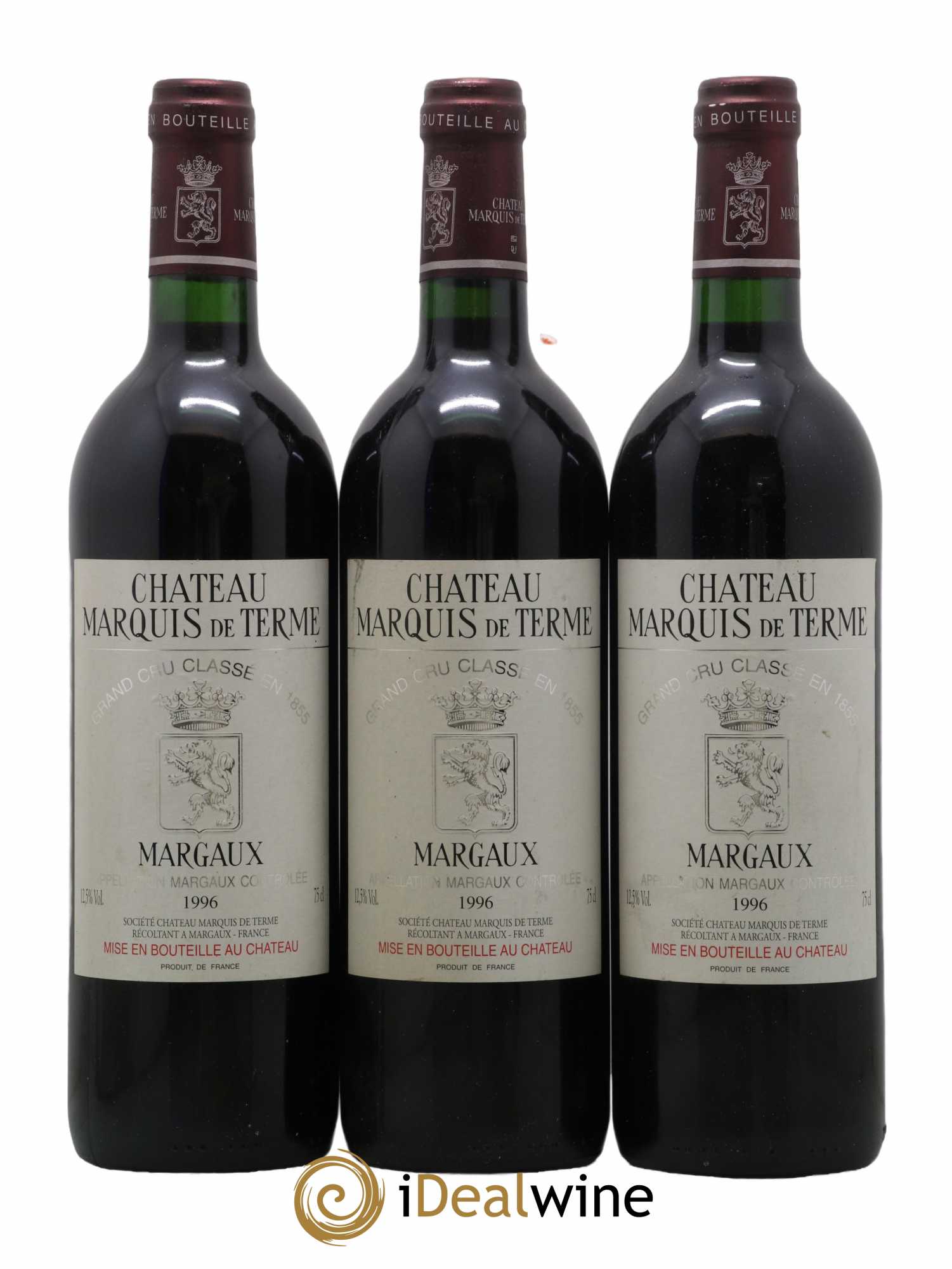 Château Marquis de Terme 4ème Grand Cru Classé 1996 - Lot de 3 bouteilles - 0