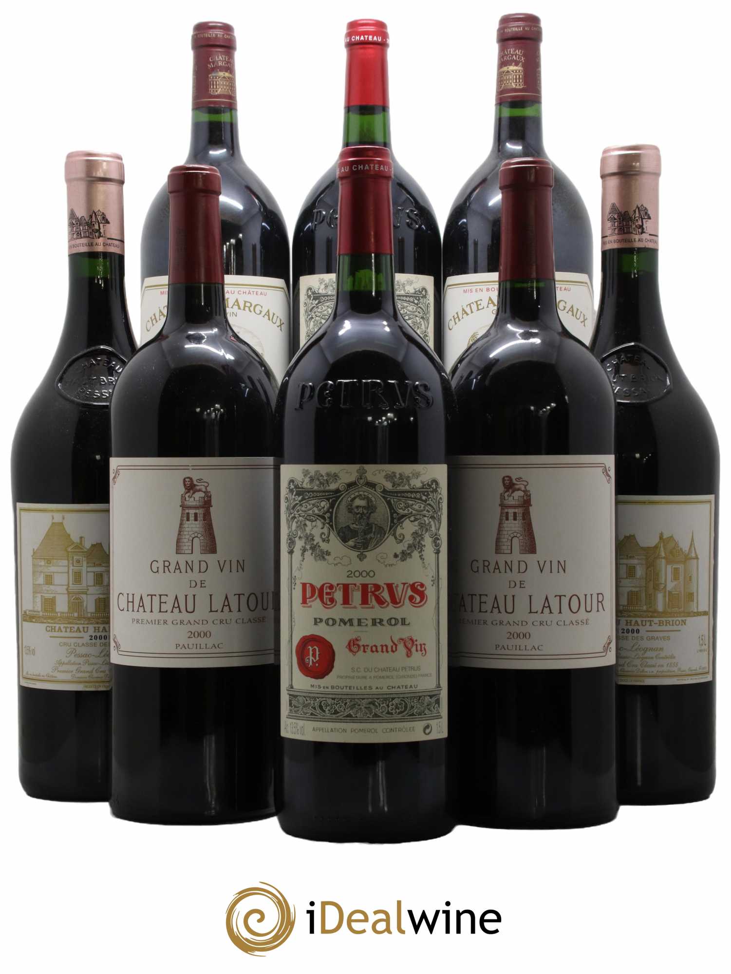 Caisse Carré d'As Petrus, Latour, Haut Brion, Margaux 2000 - Lot de 8 magnums - 0