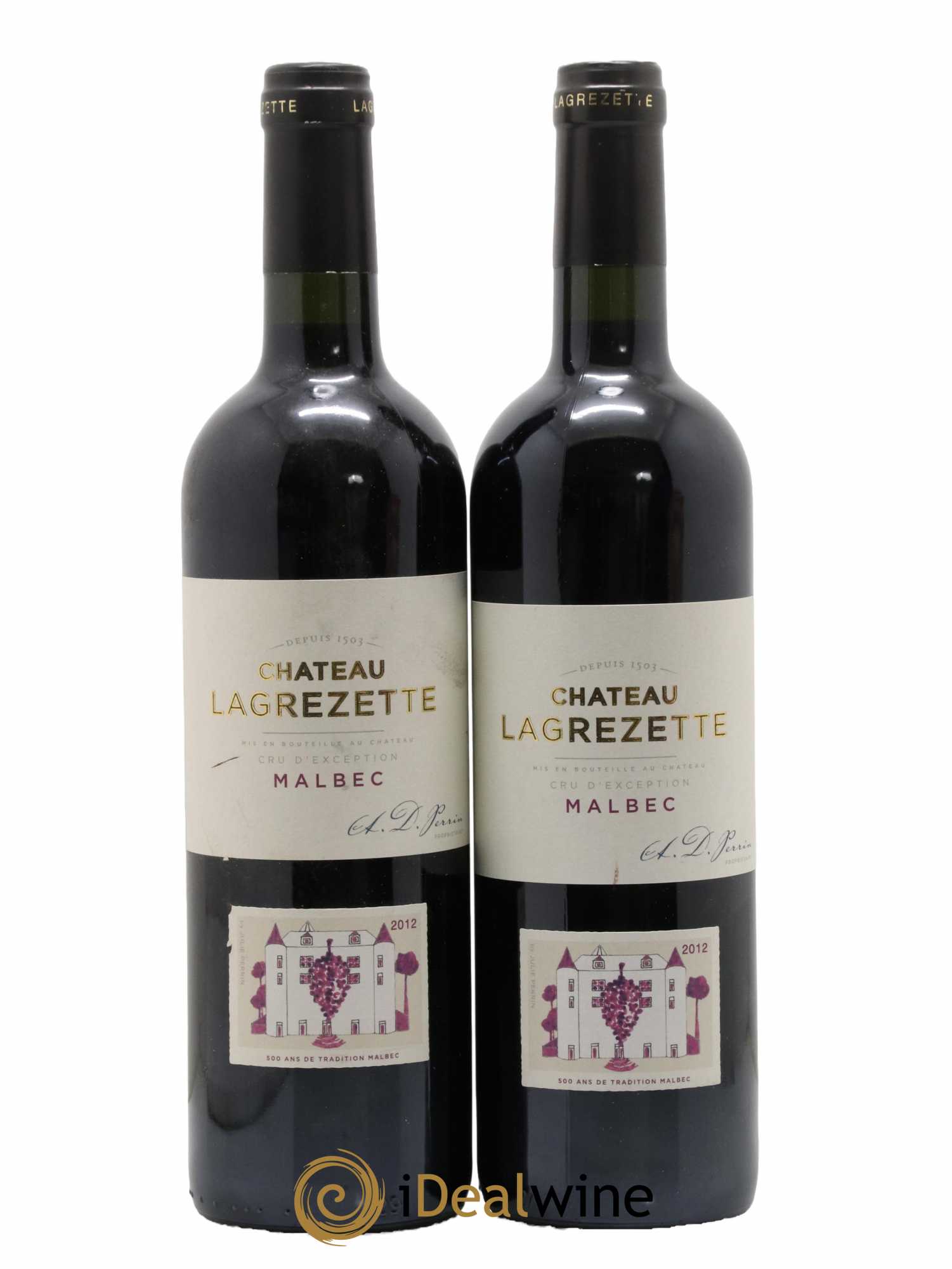 Cahors Château Lagrezette Alain Dominique Perrin 2012 - Lot de 2 bouteilles - 0