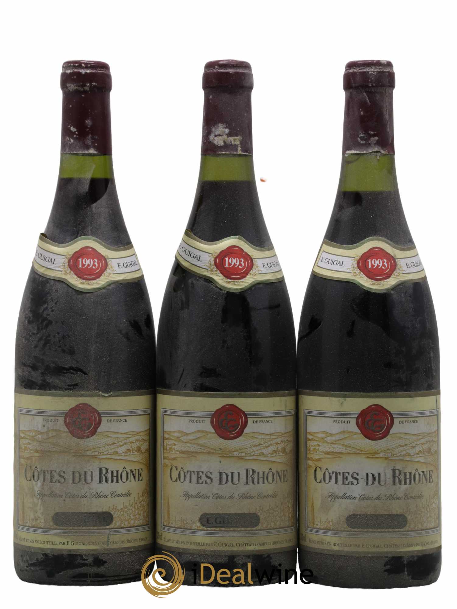 Côtes-du-Rhône Guigal 1993 - Lot de 3 bouteilles - 0