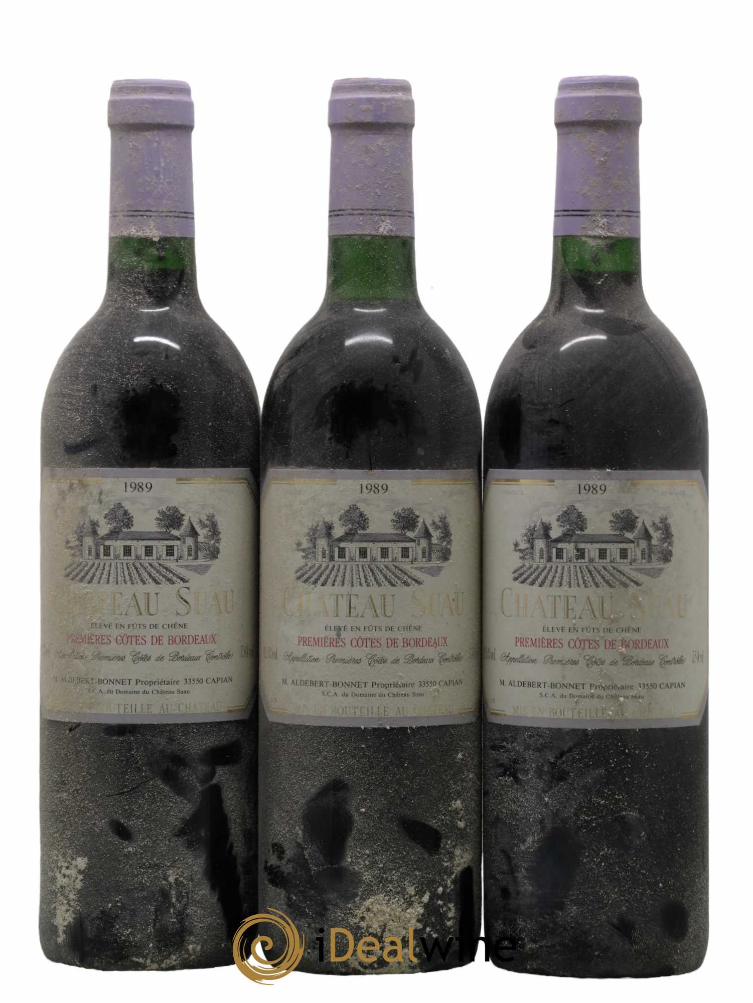 Premières Côtes de Bordeaux Chateau Suau 1989 - Lot de 3 bouteilles - 0