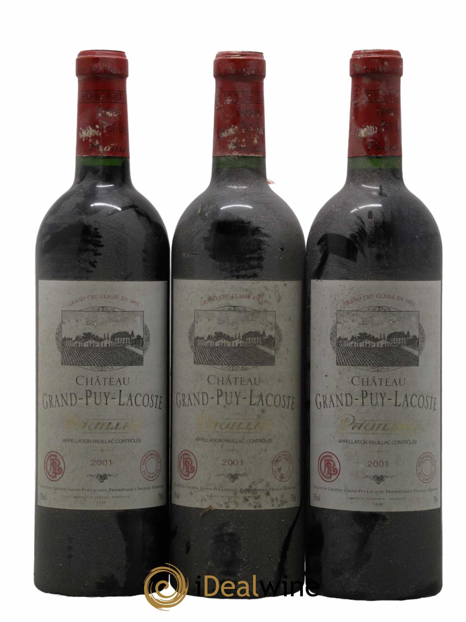 Château Grand Puy Lacoste 5ème Grand Cru Classé 2001 - Lot of 3 bottles - 0