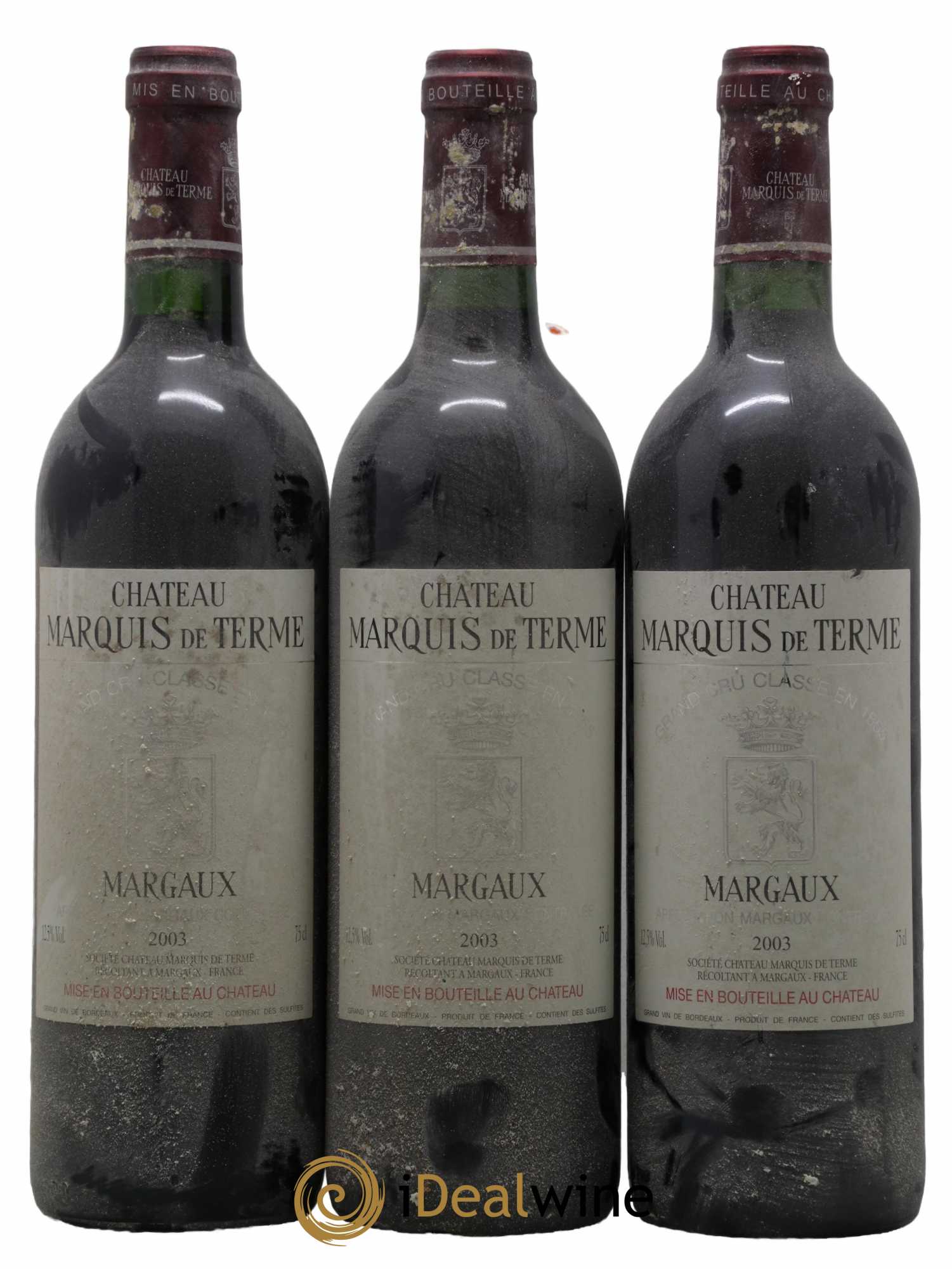 Château Marquis de Terme 4ème Grand Cru Classé 2003 - Lot de 3 bouteilles - 0