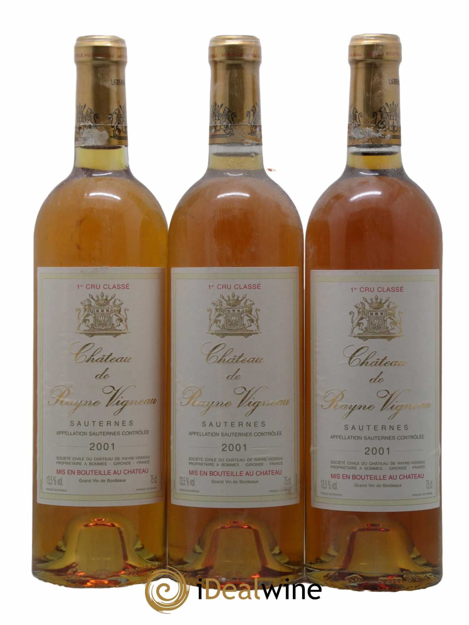 Château de Rayne Vigneau 1er Grand Cru Classé 2001 - Lotto di 3 bottiglie - 0