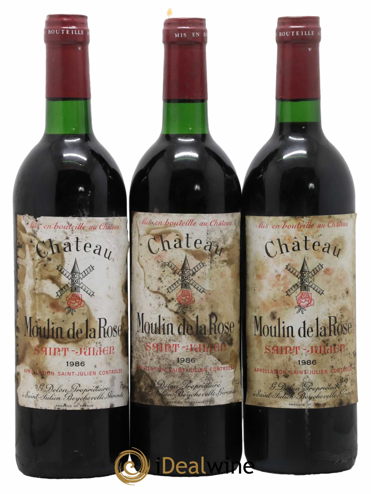 Château Moulin de la Rose Cru Bourgeois 1986 - Lot de 3 bouteilles - 0