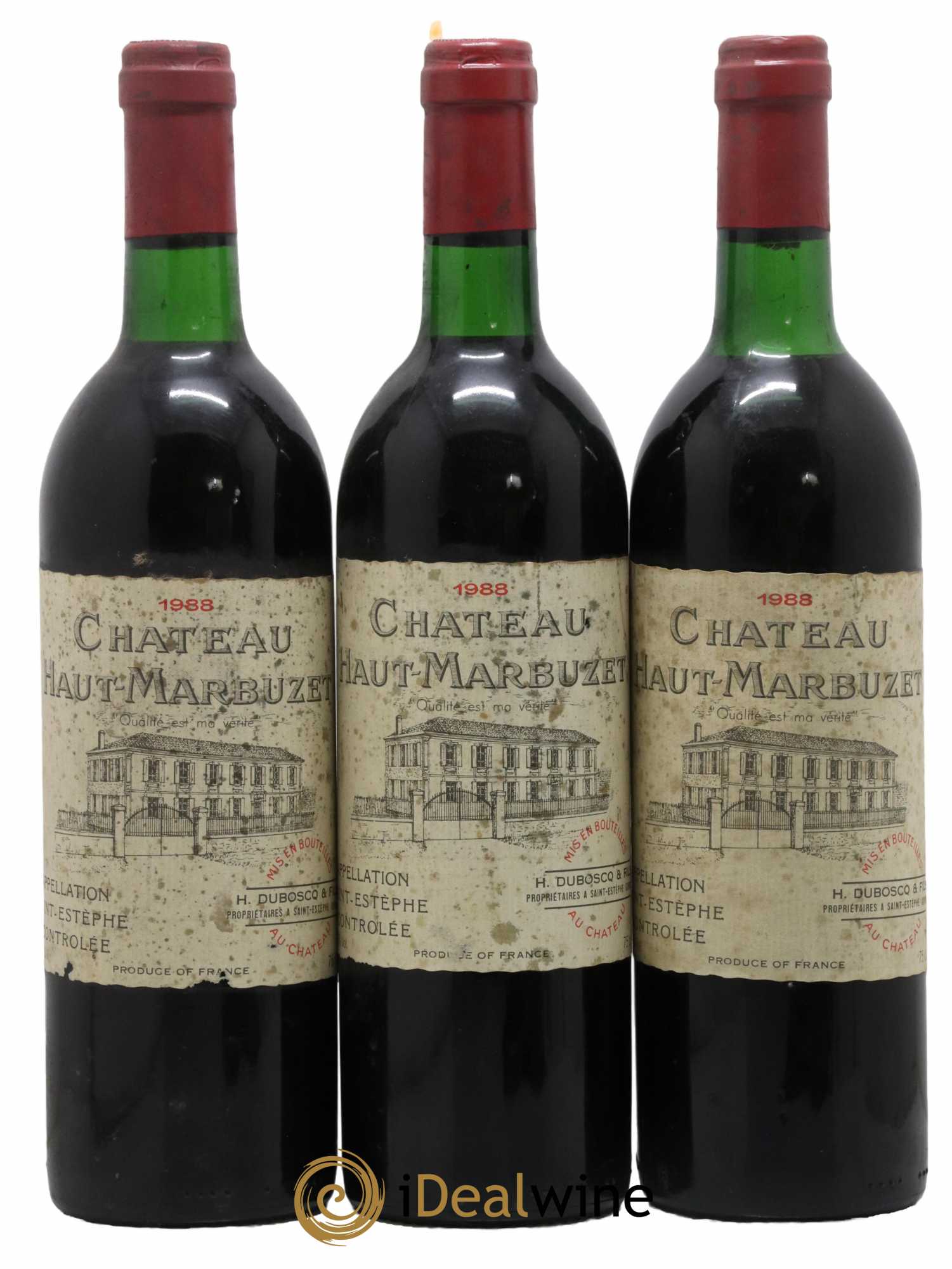 Château Haut Marbuzet 1988 - Lot de 3 bouteilles - 0