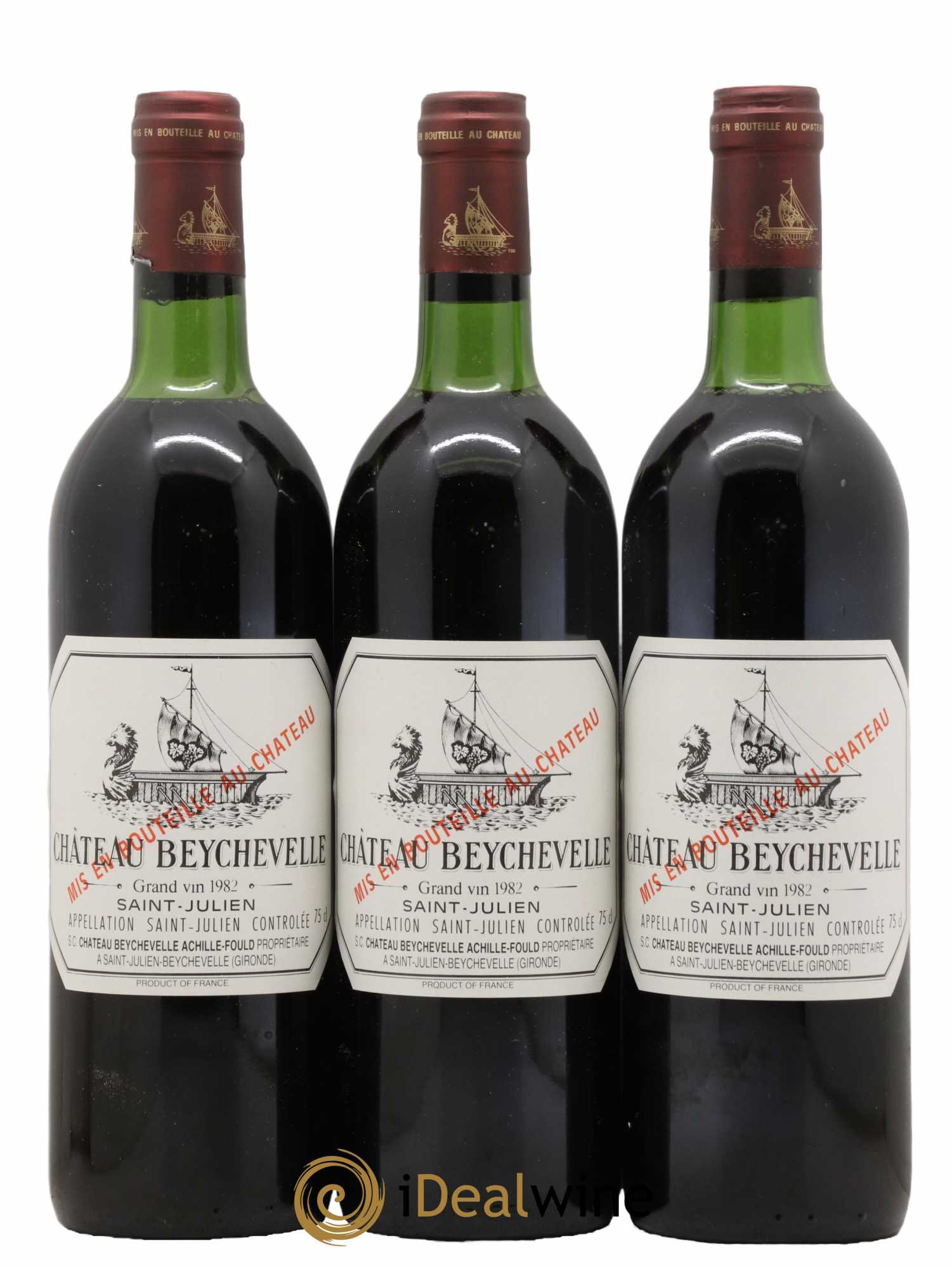 Château Beychevelle 4ème Grand Cru Classé 1982 - Lot de 3 bouteilles - 0