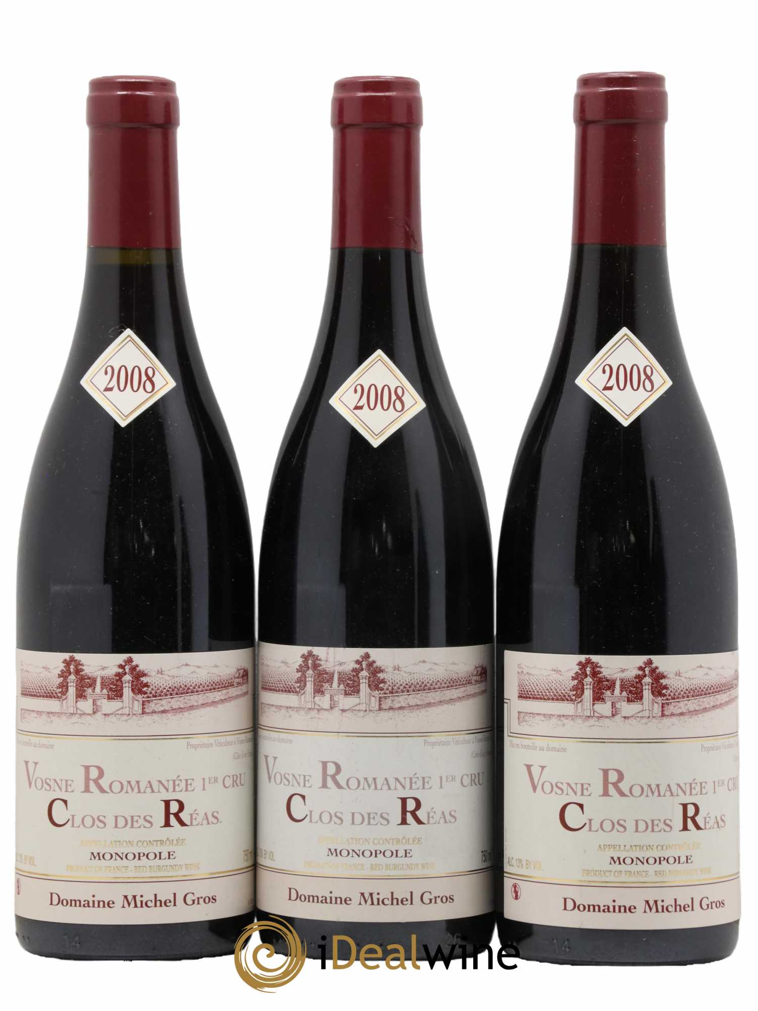 Vosne-Romanée 1er Cru Clos des Réas Michel Gros 2008 - Lot de 3 bouteilles - 0