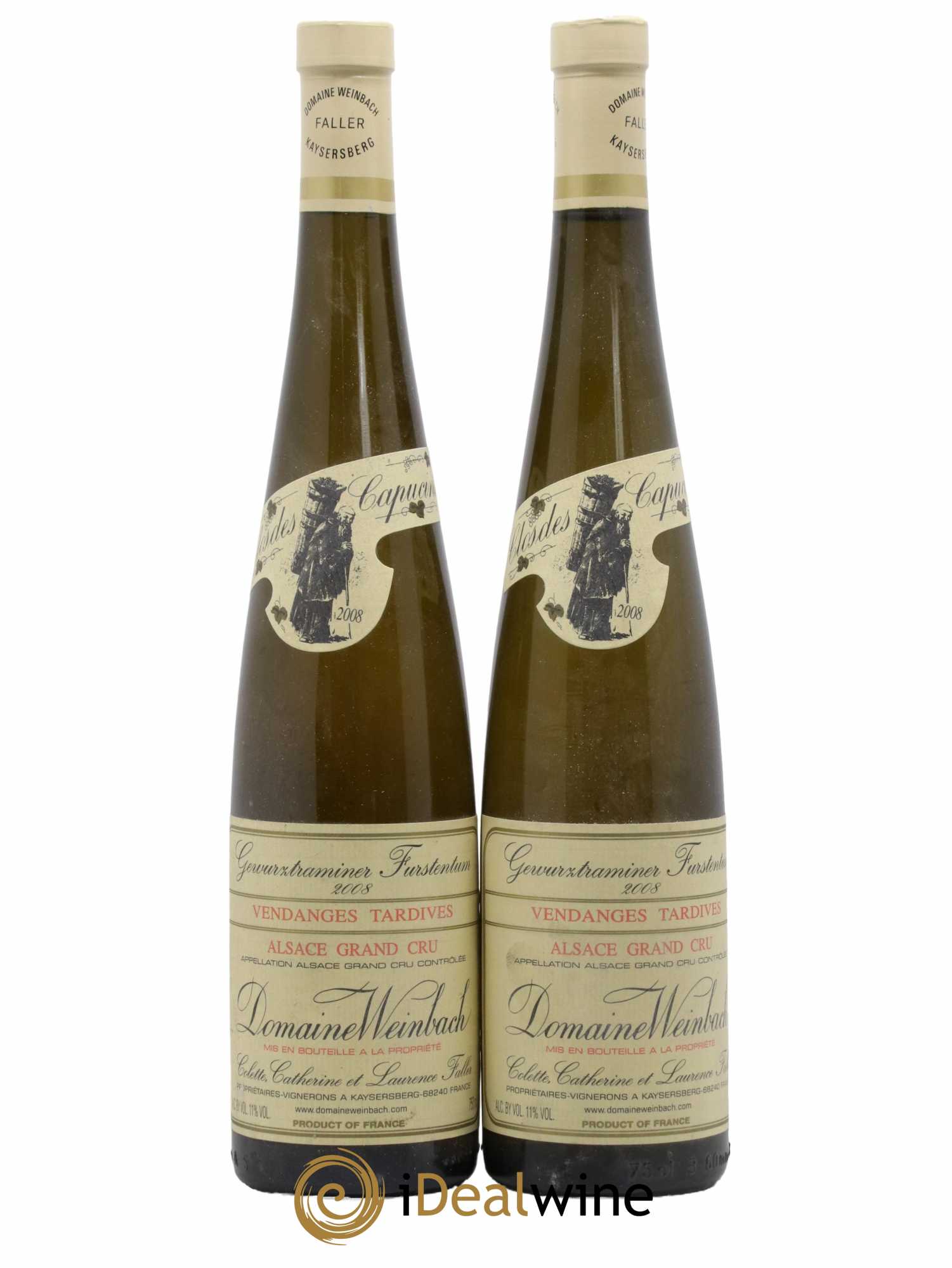 Alsace Gewurztraminer Grand Cru Furstentum Vendanges Tardives Weinbach (Domaine) 2008 - Lotto di 2 bottiglie - 0