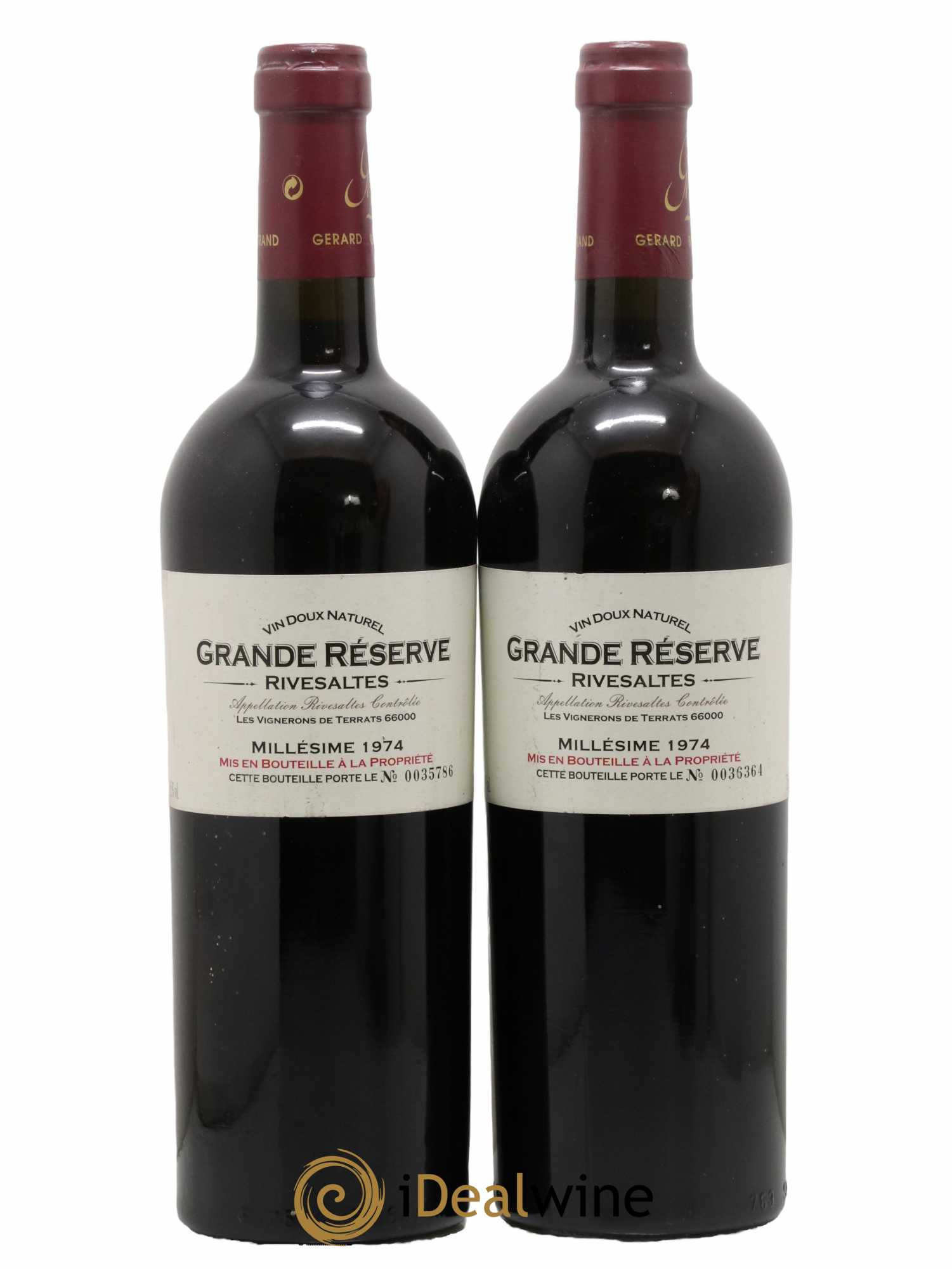 Rivesaltes Grande Réserve Les Vignerons de Terrats 1974 - Lot de 2 bouteilles - 0