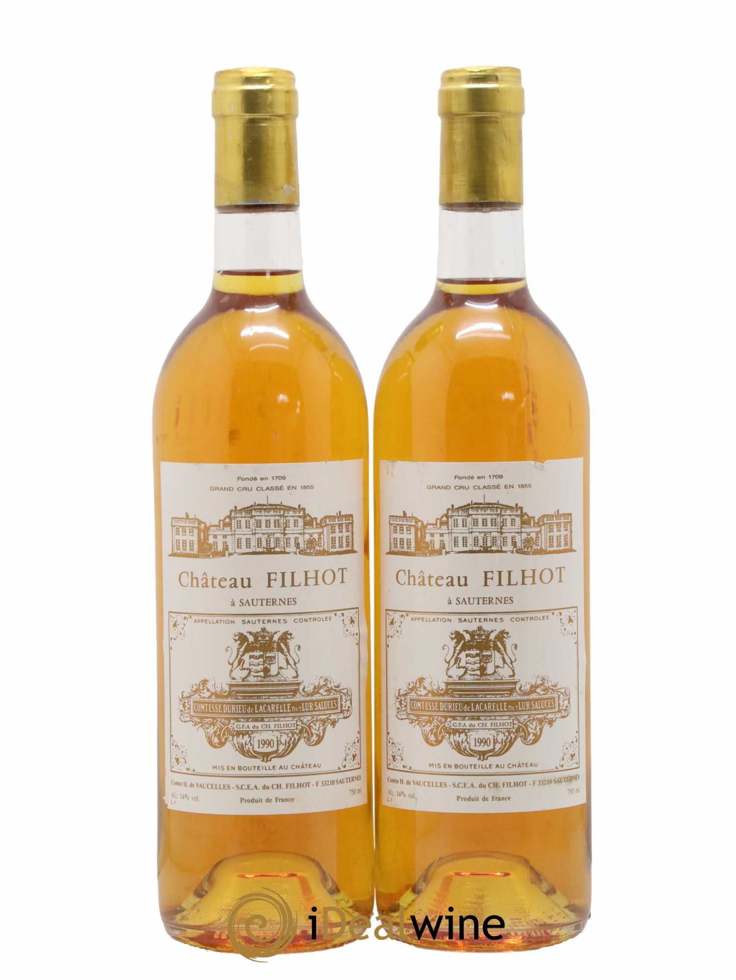 Château Filhot 2ème Grand Cru Classé 1990 - Lotto di 2 bottiglie - 0