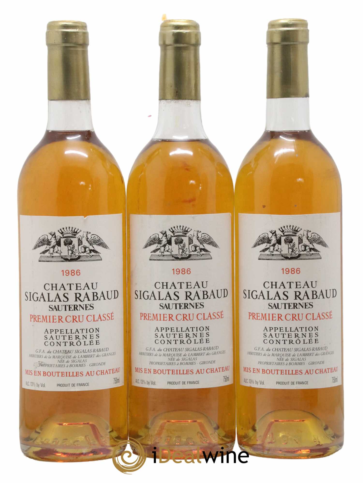 Château Sigalas Rabaud 1er Grand Cru Classé 1986 - Lotto di 3 bottiglie - 0