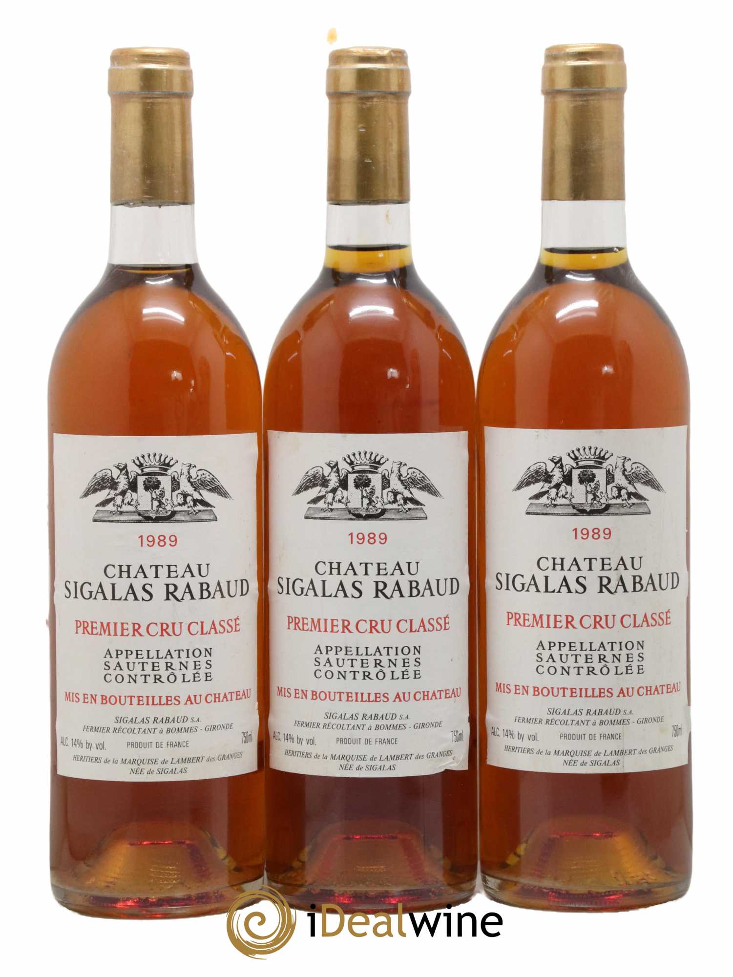 Château Sigalas Rabaud 1er Grand Cru Classé 1989 - Lotto di 3 bottiglie - 0