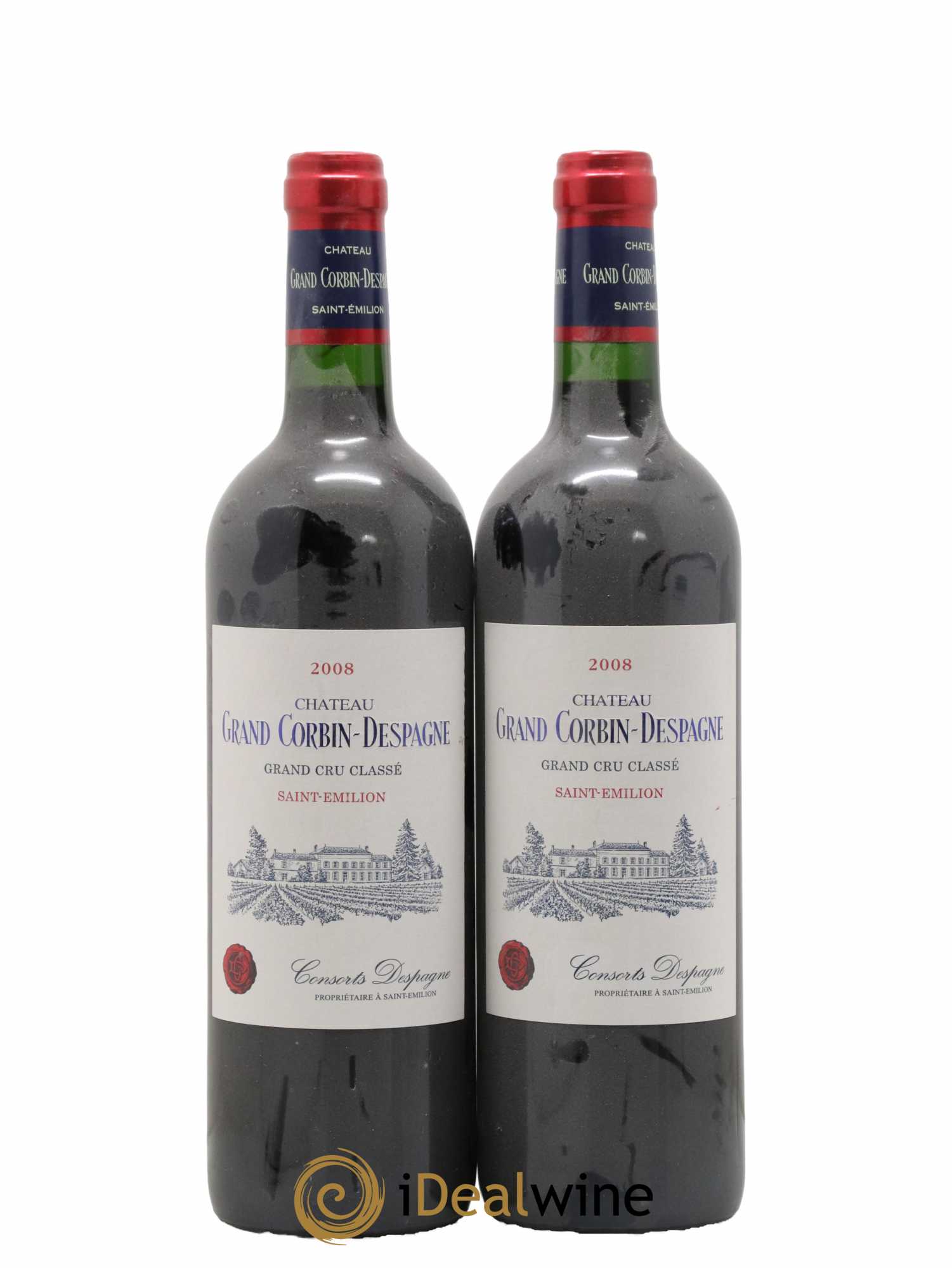 Château Grand Corbin Grand Cru Classé 2008 - Lot de 2 bouteilles - 0