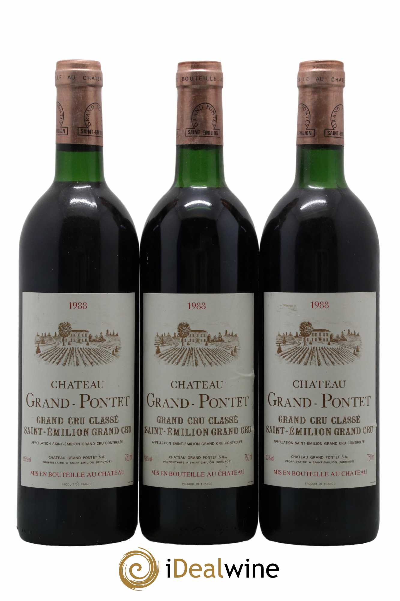 Château Grand Pontet Grand Cru Classé 1988 - Lot de 3 bouteilles - 0