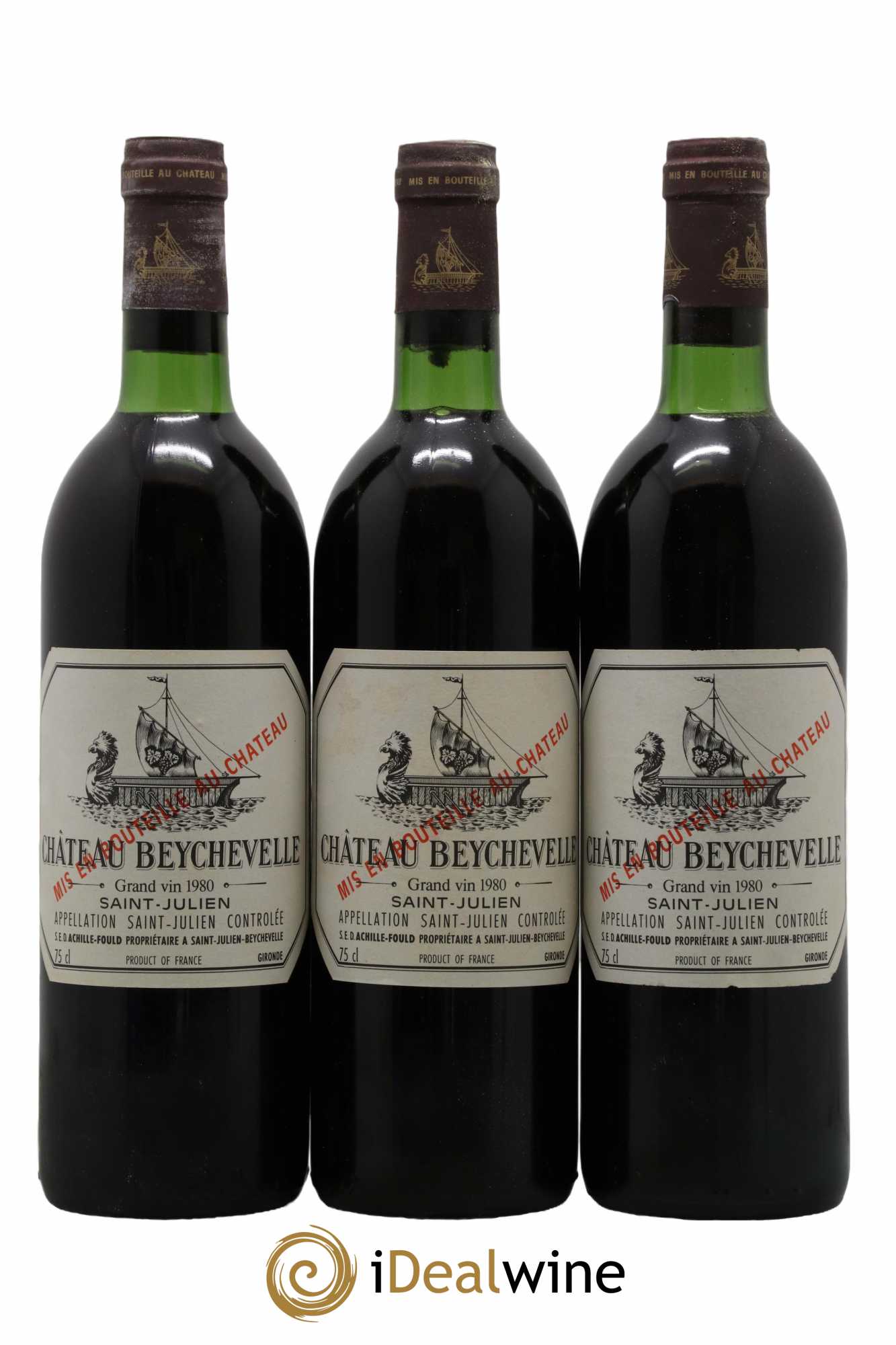 Château Beychevelle 4ème Grand Cru Classé 1980 - Lot de 3 bouteilles - 0