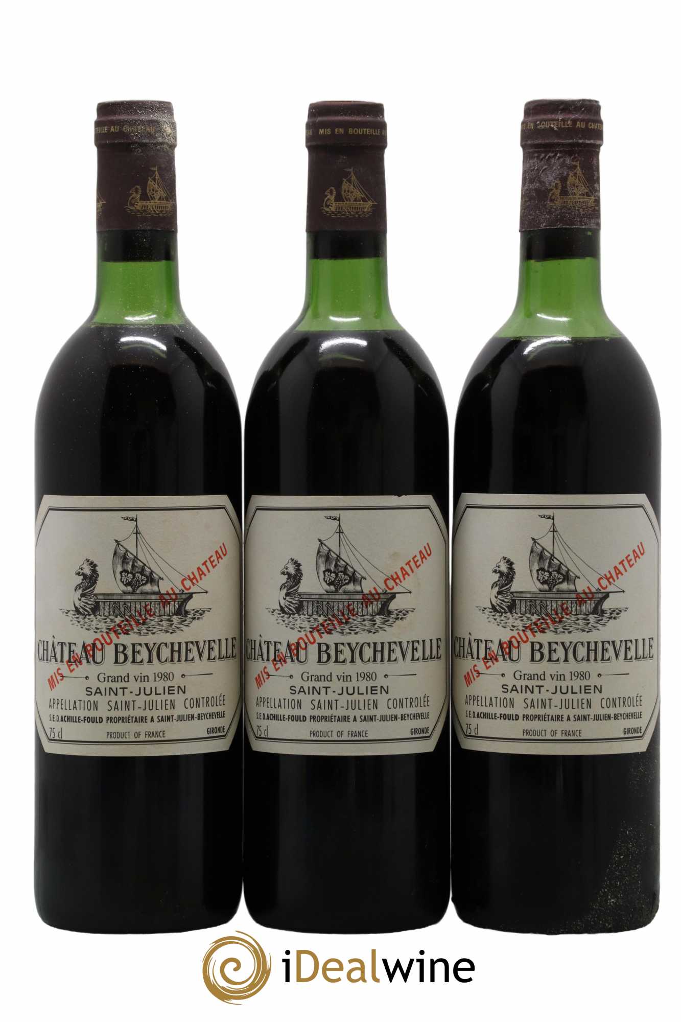 Château Beychevelle 4ème Grand Cru Classé 1980 - Lot de 3 bouteilles - 0