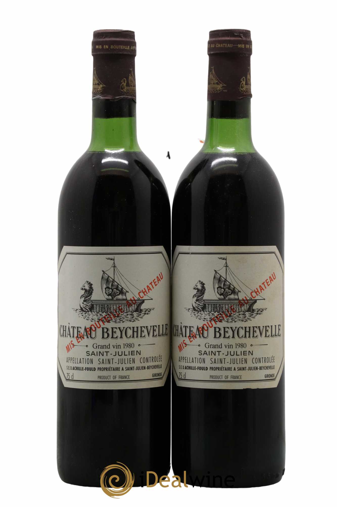 Château Beychevelle 4ème Grand Cru Classé 1980 - Lot de 2 bouteilles - 0