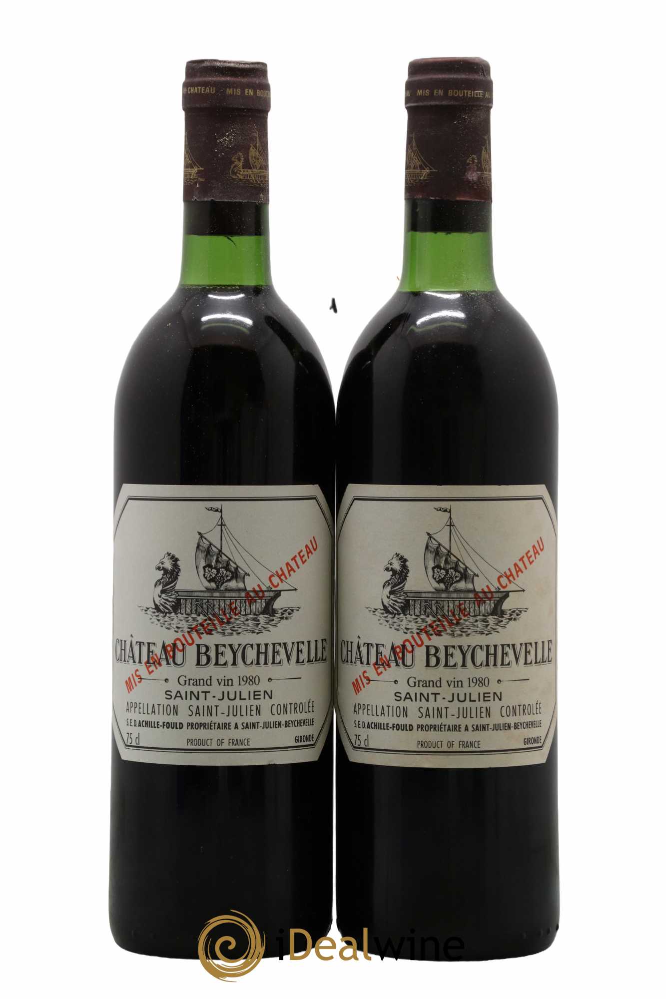 Château Beychevelle 4ème Grand Cru Classé 1980 - Lot de 2 bouteilles - 0