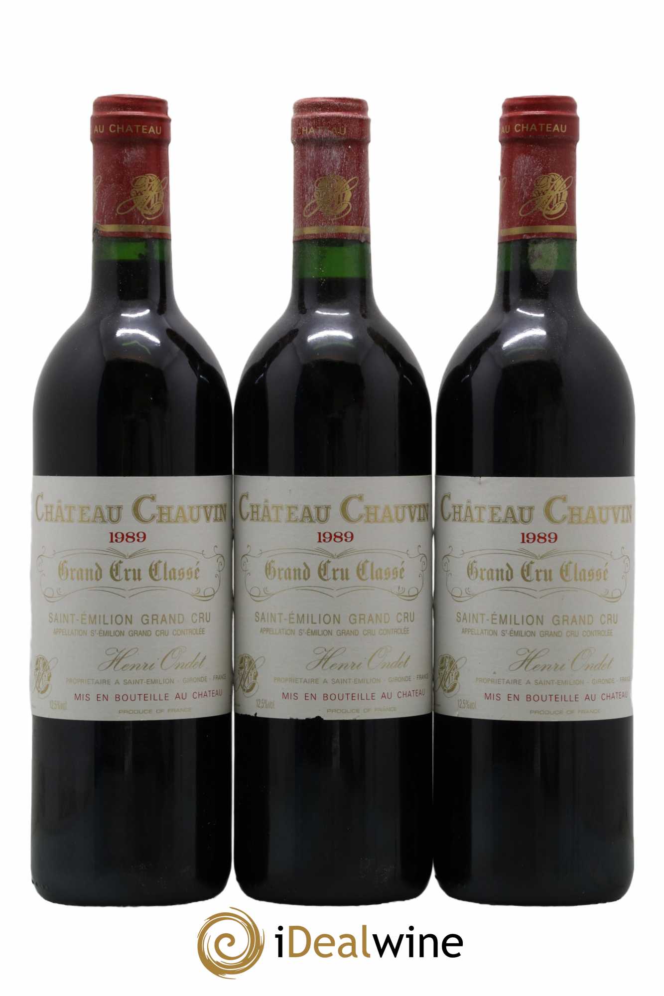 Château Chauvin Grand Cru Classé 1989 - Lot de 3 bouteilles - 0
