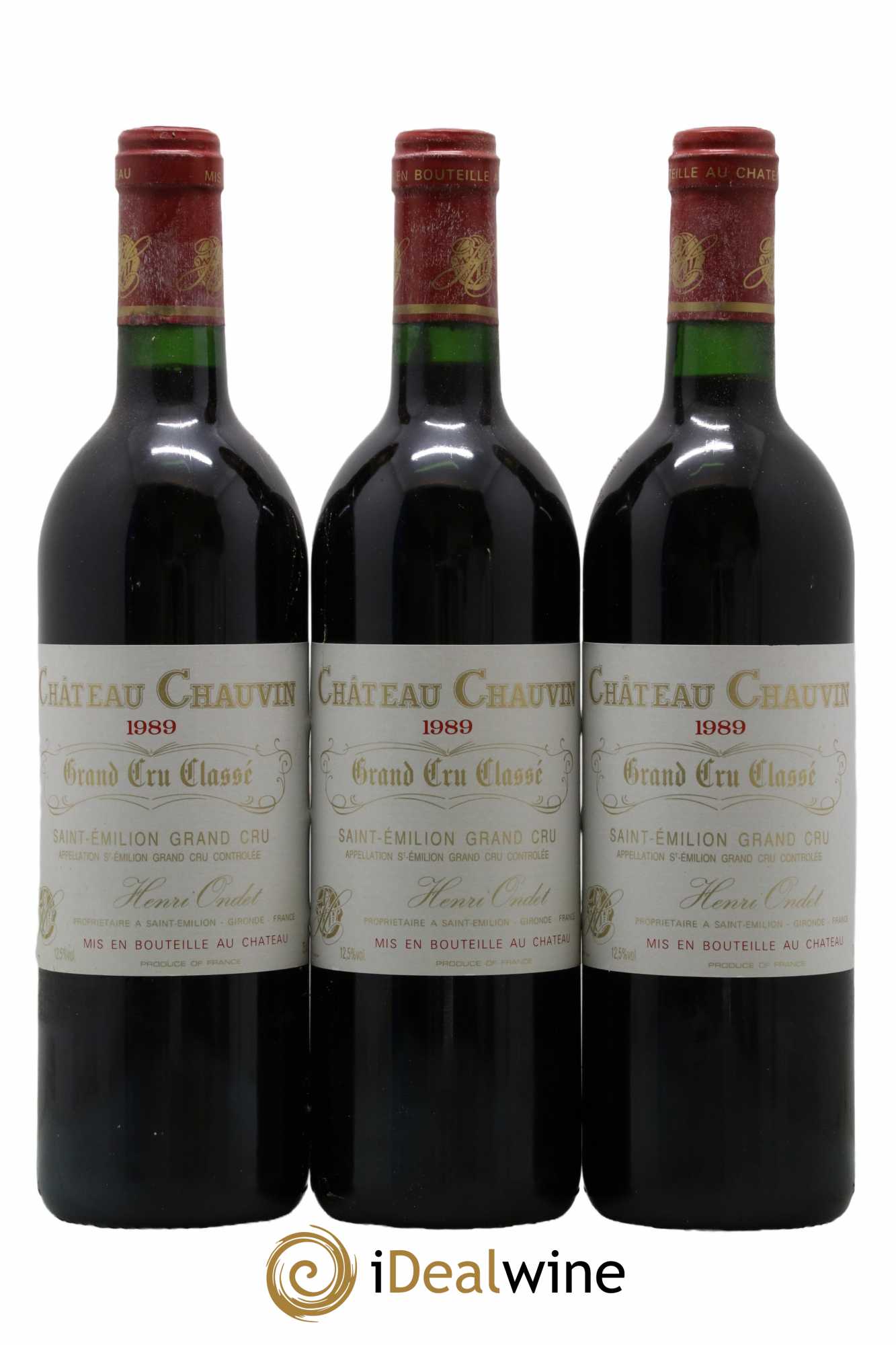 Château Chauvin Grand Cru Classé 1989 - Lot de 3 bouteilles - 0