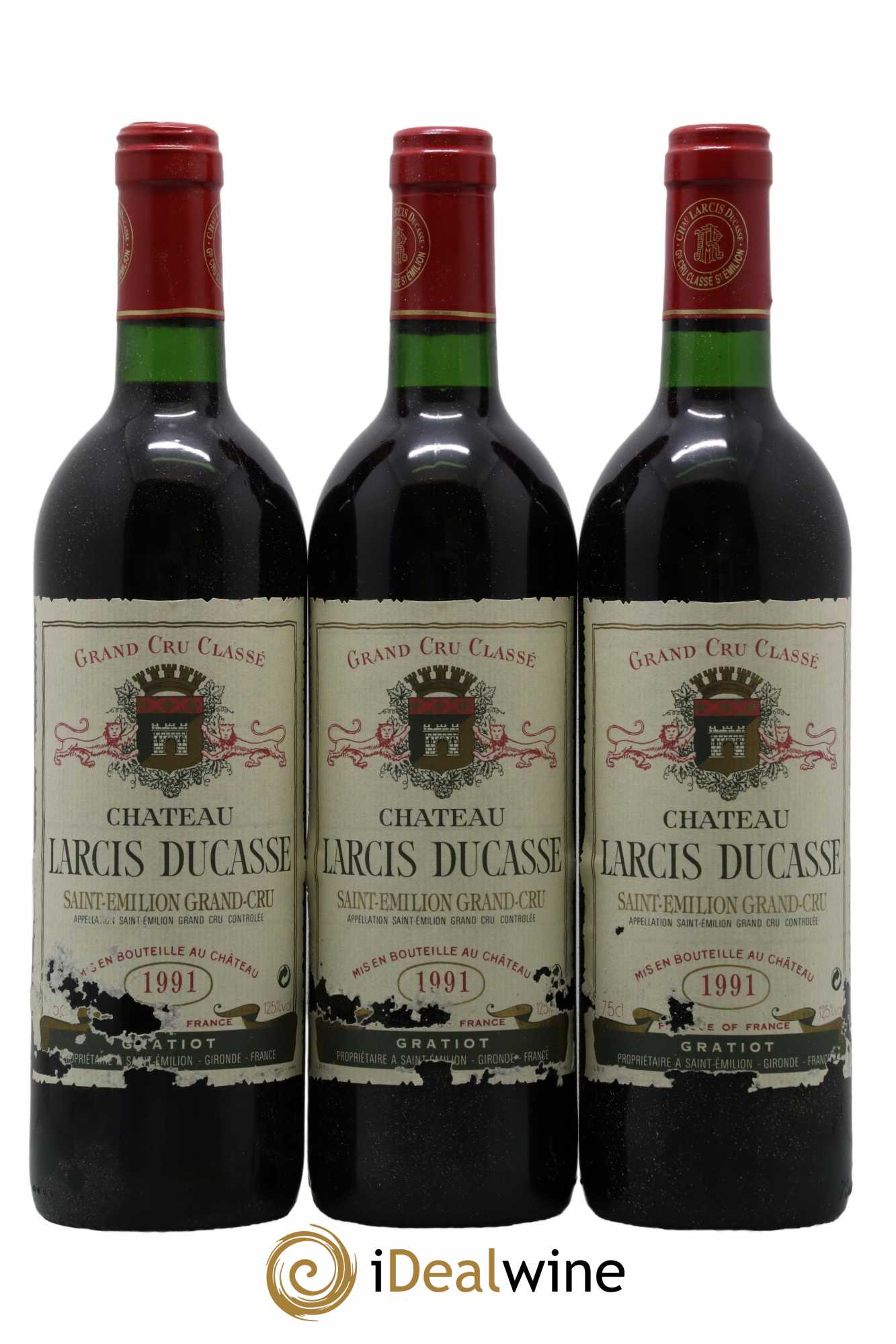 Château Larcis Ducasse 1er Grand Cru Classé B 1991 - Lot de 3 bouteilles - 0