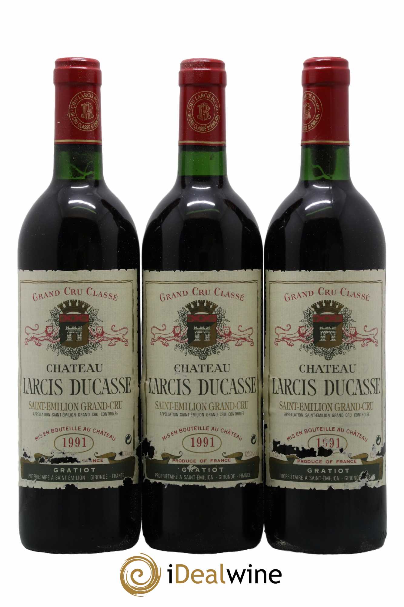 Château Larcis Ducasse 1er Grand Cru Classé B 1991 - Lot de 3 bouteilles - 0