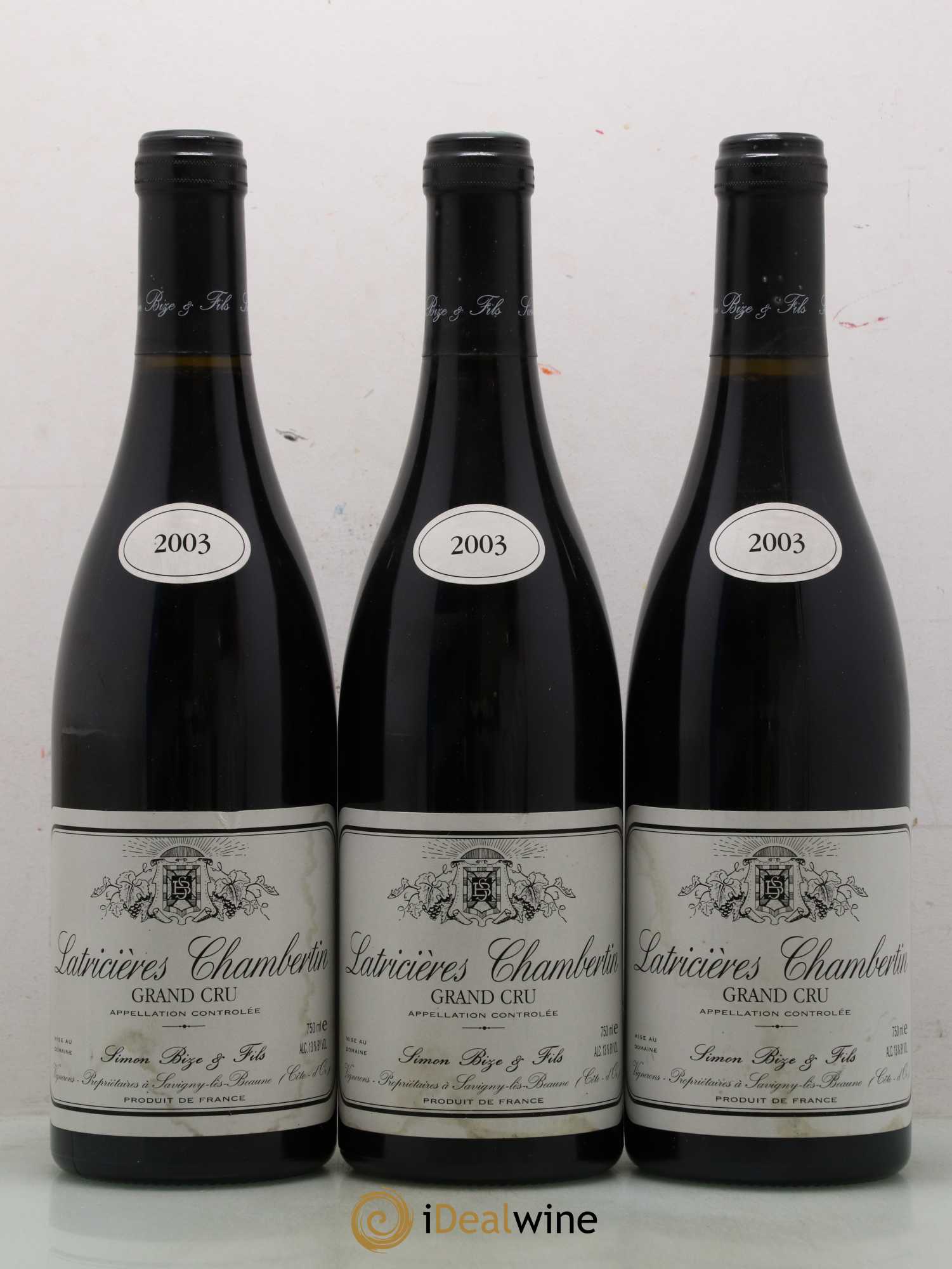 Latricières-Chambertin Grand Cru Simon Bize & Fils 2003 - Lot de 3 bouteilles - 0